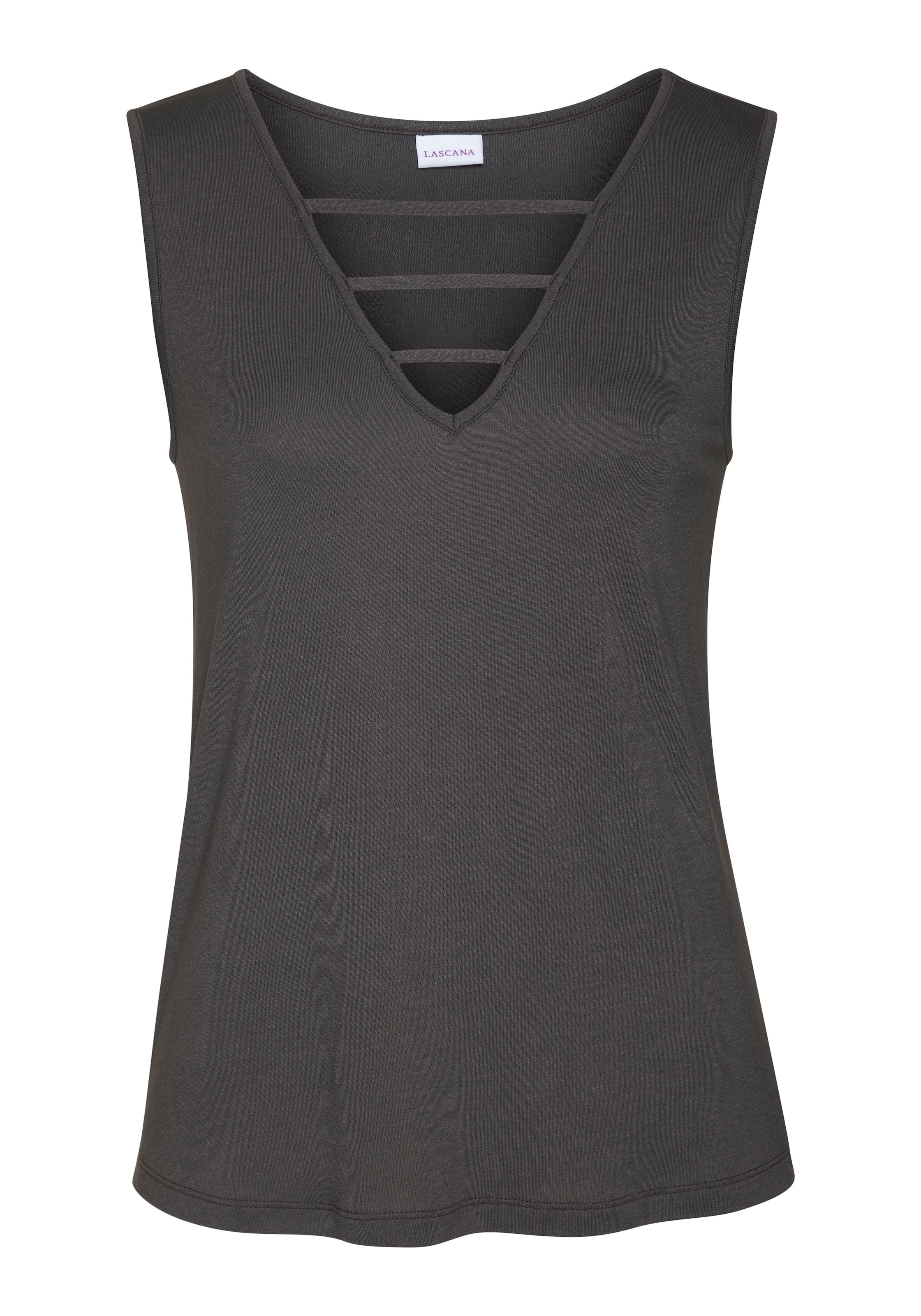 LASCANA Tanktop, mit Zierbändern, Jerseytop, modisches Damentop