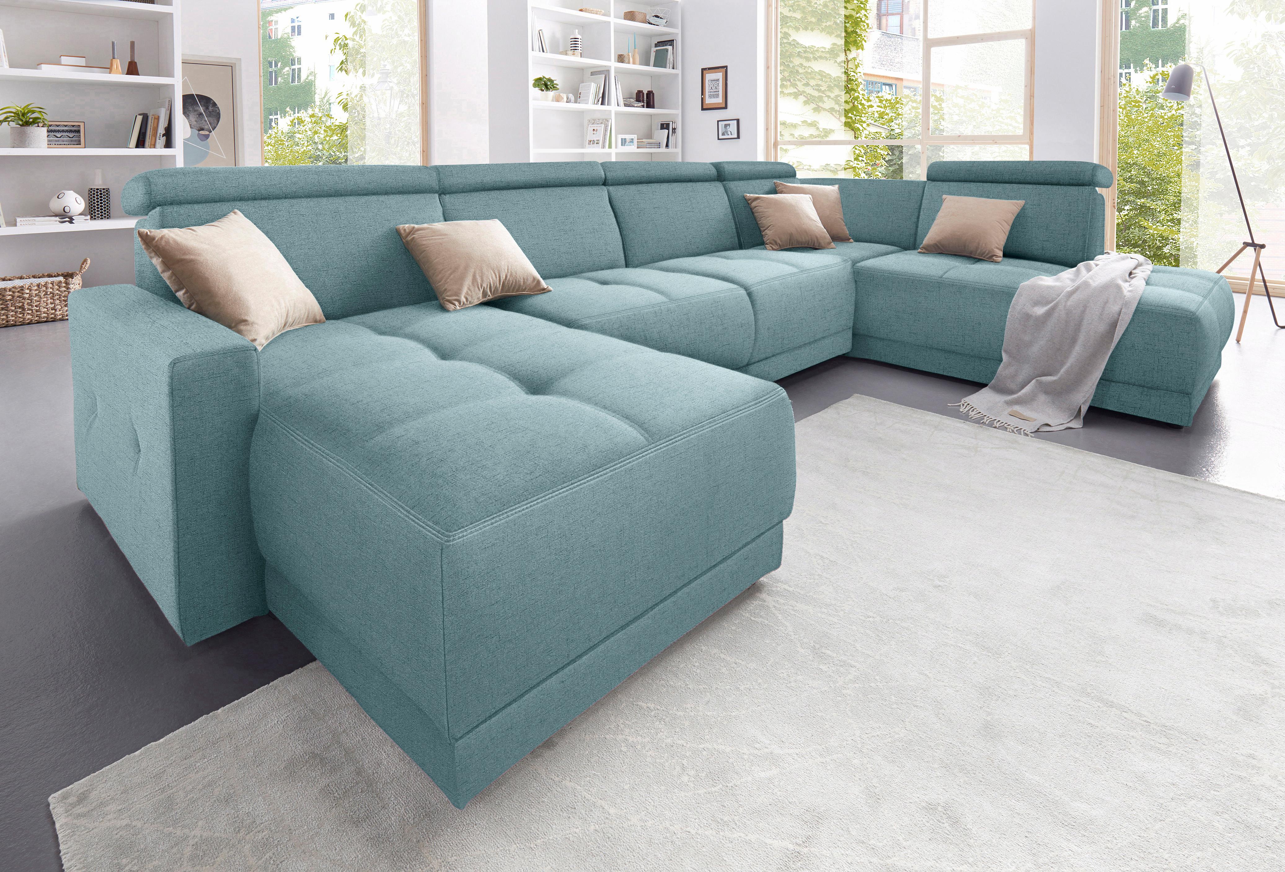 DOMO collection Wohnlandschaft "Ava moderne Sitzheftung mit toller Doppelnaht, komfortabel, U-Form" mit Federkern, wahlweise mit Kopfteilverstellungen