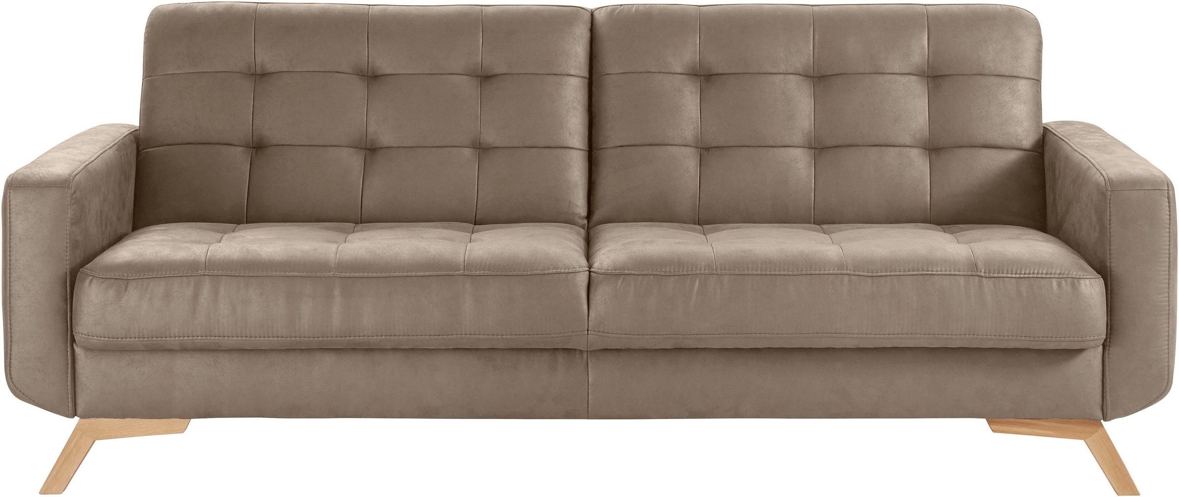 exxpo - sofa fashion 3-Sitzer "Fiord, aktuelles Design, tolle Detailverarbeitung im Sitz und Rücken" bequem, wahlweise Kippcouch mit Bettfunktion und Bettkasten, Holzfuss