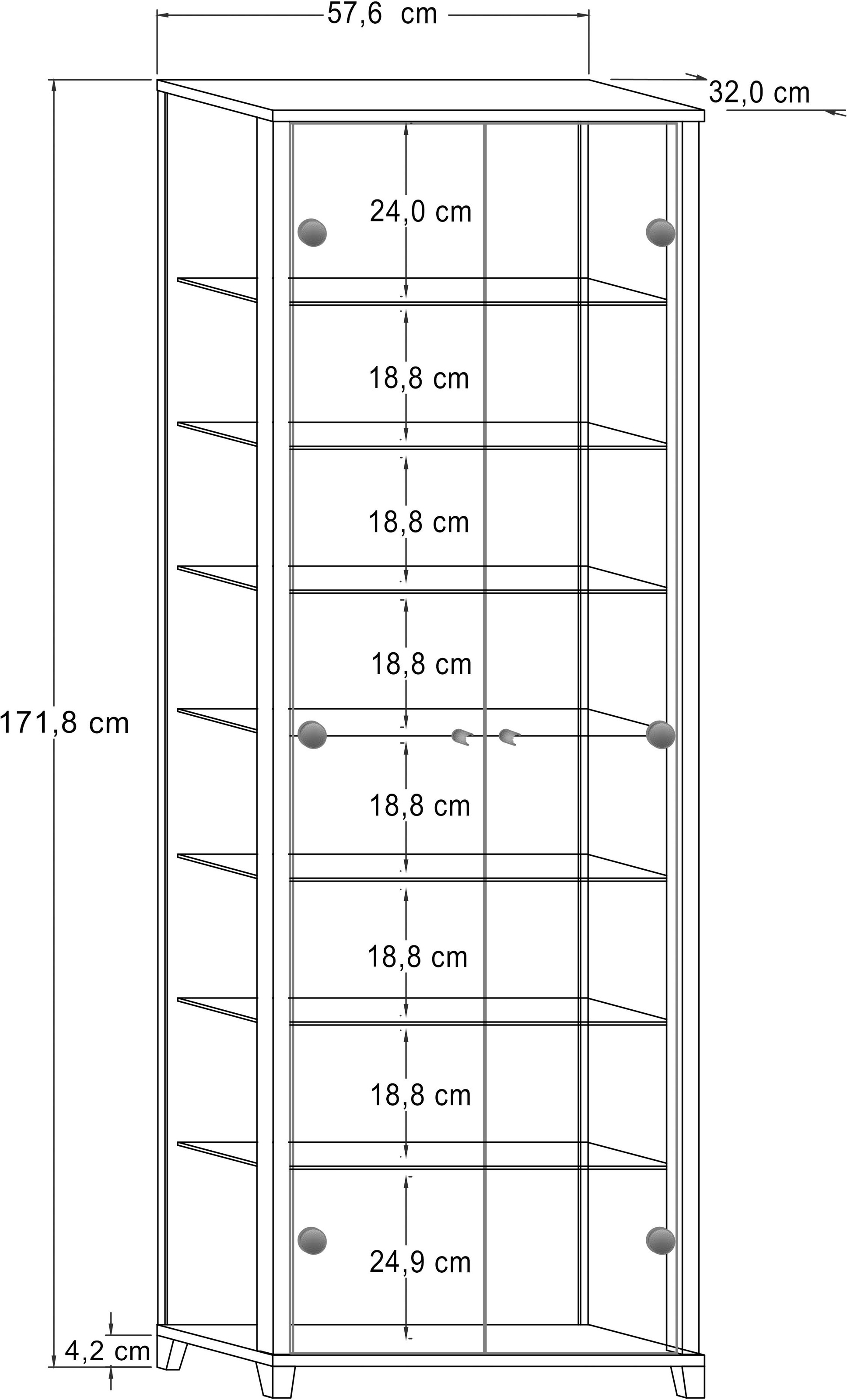 fif möbel Vitrine »Optima«, Standvitrine, 2 Glastüren, 7 Böden, vielseitig, perfekt für Sammler