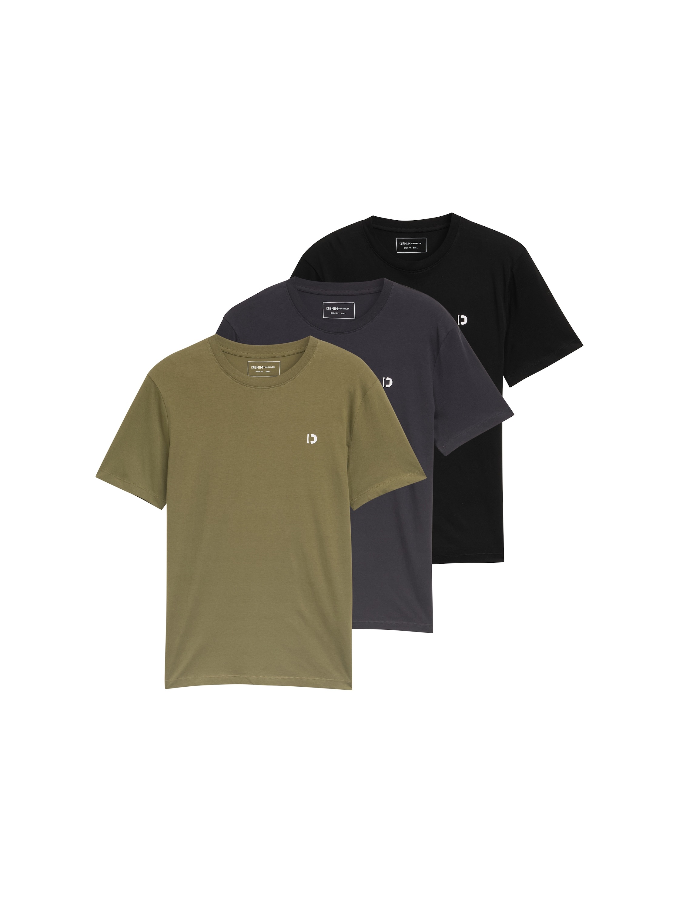 TOM TAILOR Denim T-Shirt Packung, 3 Stk. mit Logo Print