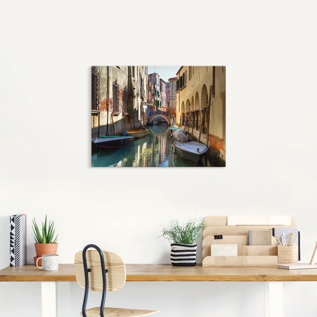 Artland Wandbild »Boote auf Kanal in Venedig«, Italien, (1 St.)