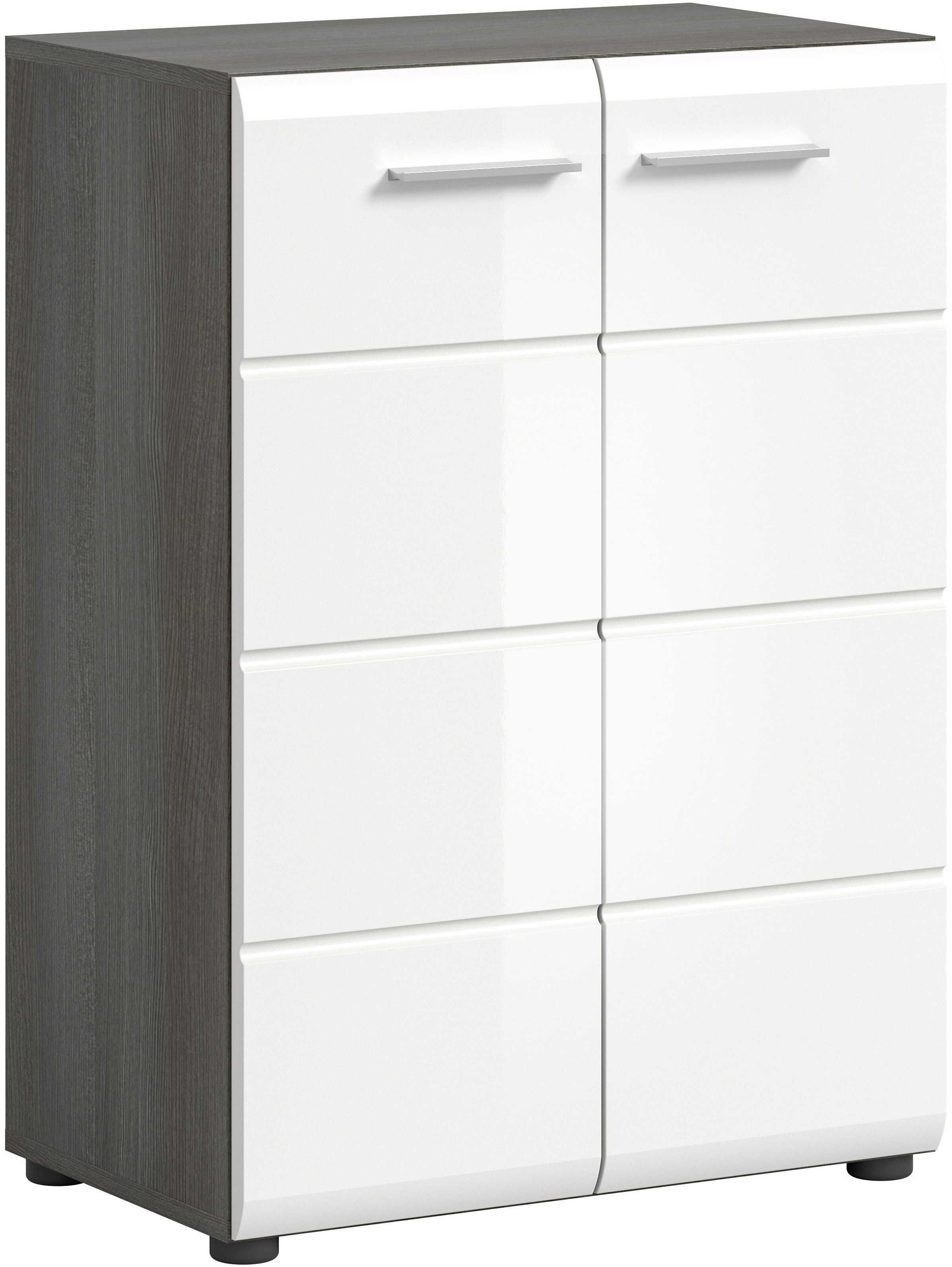 INOSIGN Kommode »Rumba, Breite 60cm, in Rauchsilberfarben Nachbildung/ Weiss Hochglanz«, Kommode, Sideboard, Schrank