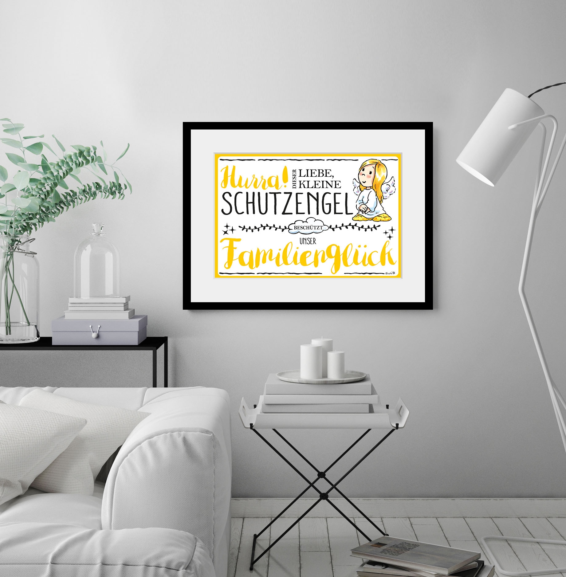 queence Bild »Familie«, Engel-Himmel-Stern-Sterne-Schriftzug-Sprüche & Texte-Liebessprüche-Blumen, (1 St.), HD Premium Poster-Druck inkl. Holzrahmen