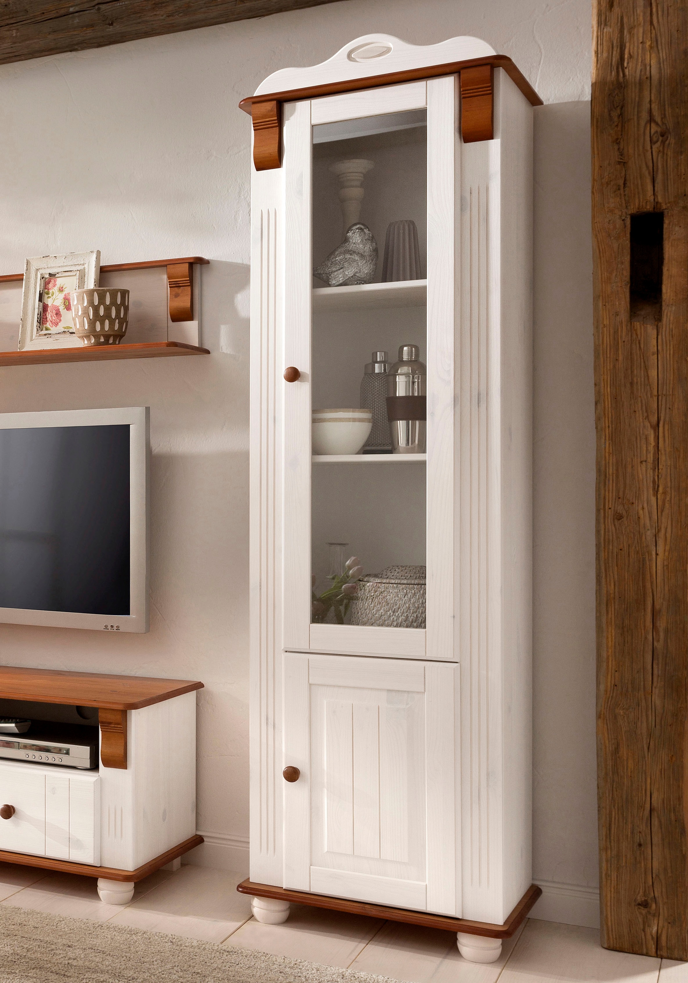 Home affaire Vitrine »Adele«, 2trg., mit Glaseinsatz, Höhe 185 cm, aus massiver Kiefer, FSC®