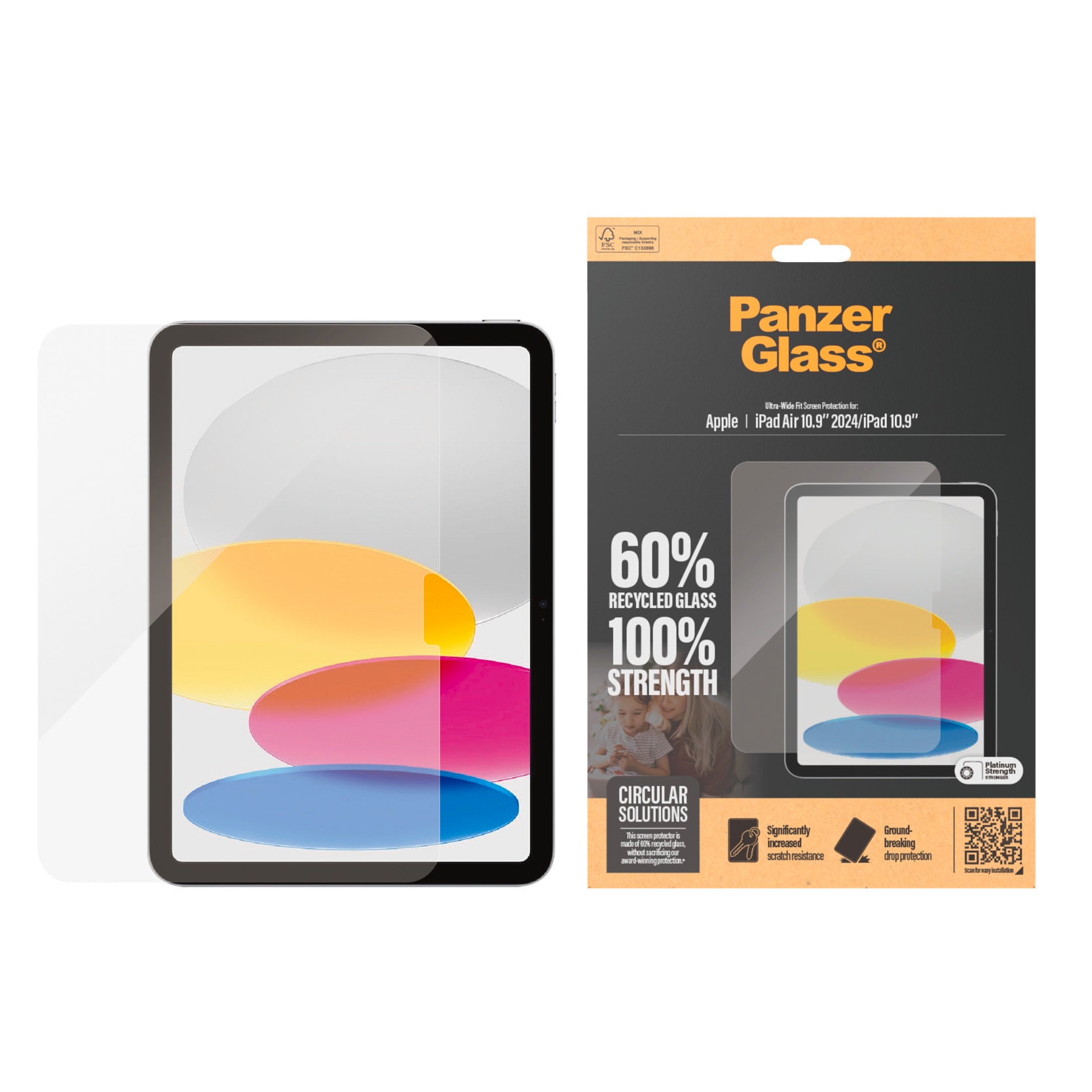 PanzerGlass Displayschutzglas »Ultra Wide Fit Screen Protector«, für Apple iPad Air 10.9 2024-Apple iPad 10.9, Displayschutzfolie, Schutzfolie, Bildschirmschutz, kratz- & stossfest