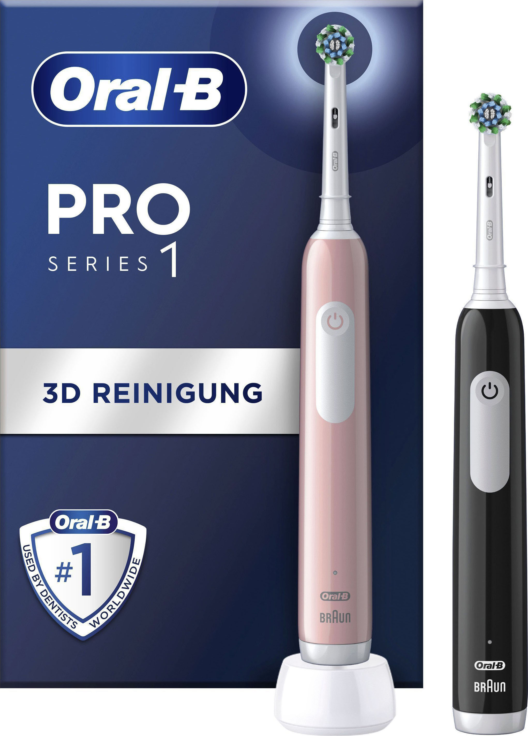 Oral-B Elektrische Zahnbürste »PRO Series 1 Doppelpack« 2 Stk. Aufsteckbürsten Drucksensor