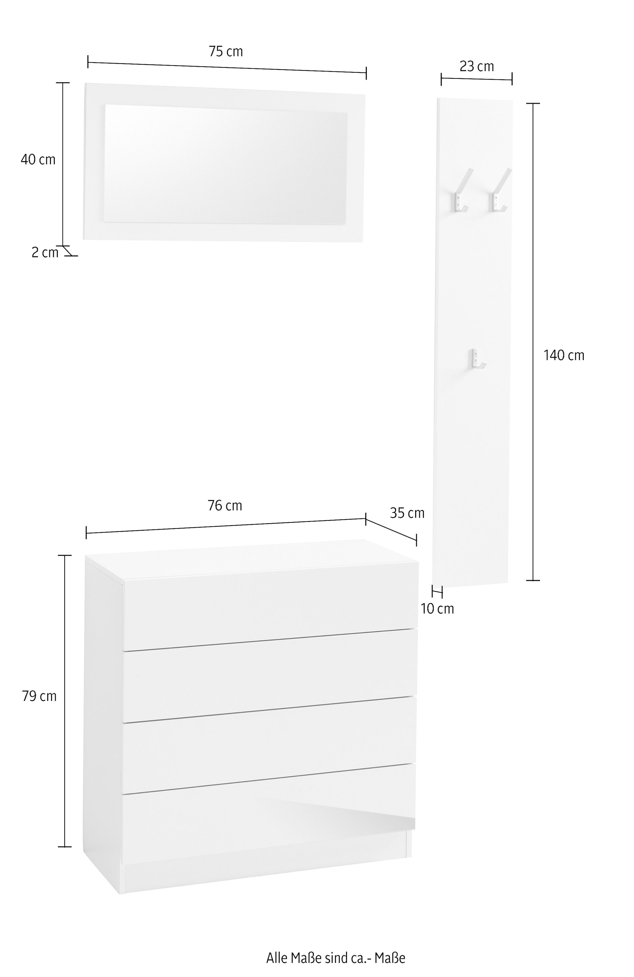 Jelmoli-Online im 3«, Möbel borchardt 3 St.), Shop »Vaasa (Set, ordern Push Open-Funktion Garderoben-Set mit to