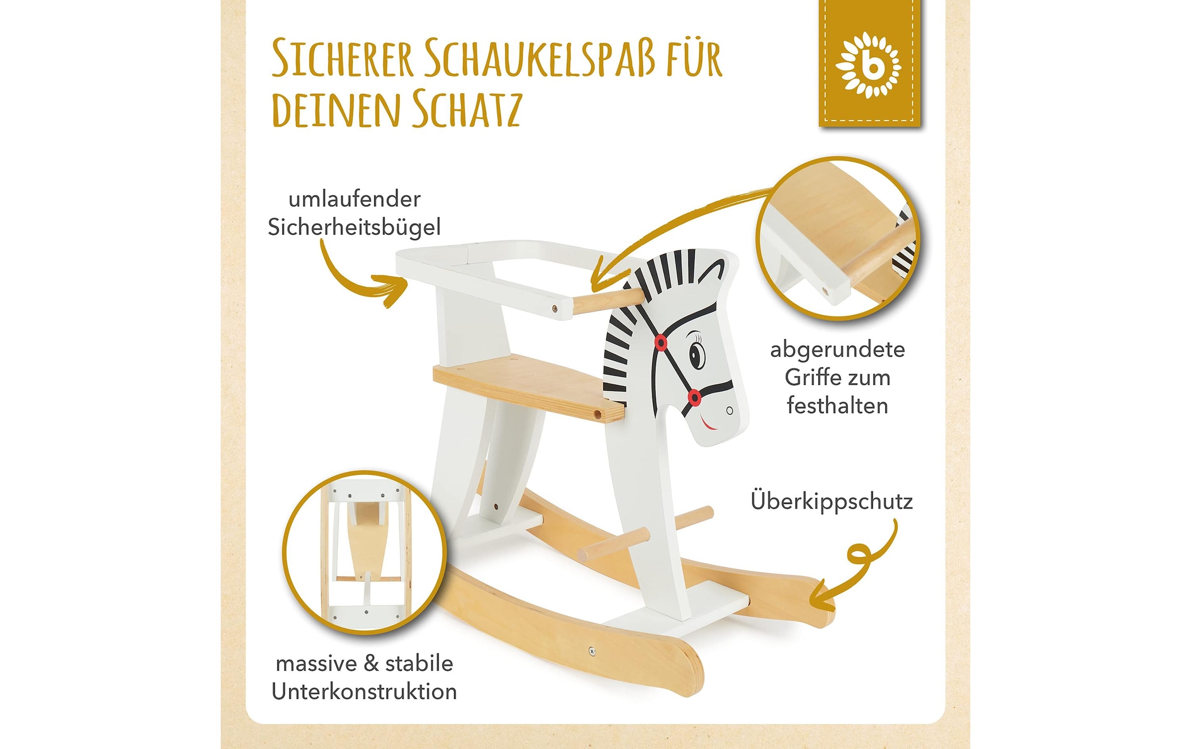 BIECO Schaukelpferd »aus Holz«, Holzart: Schima, Birke (China)