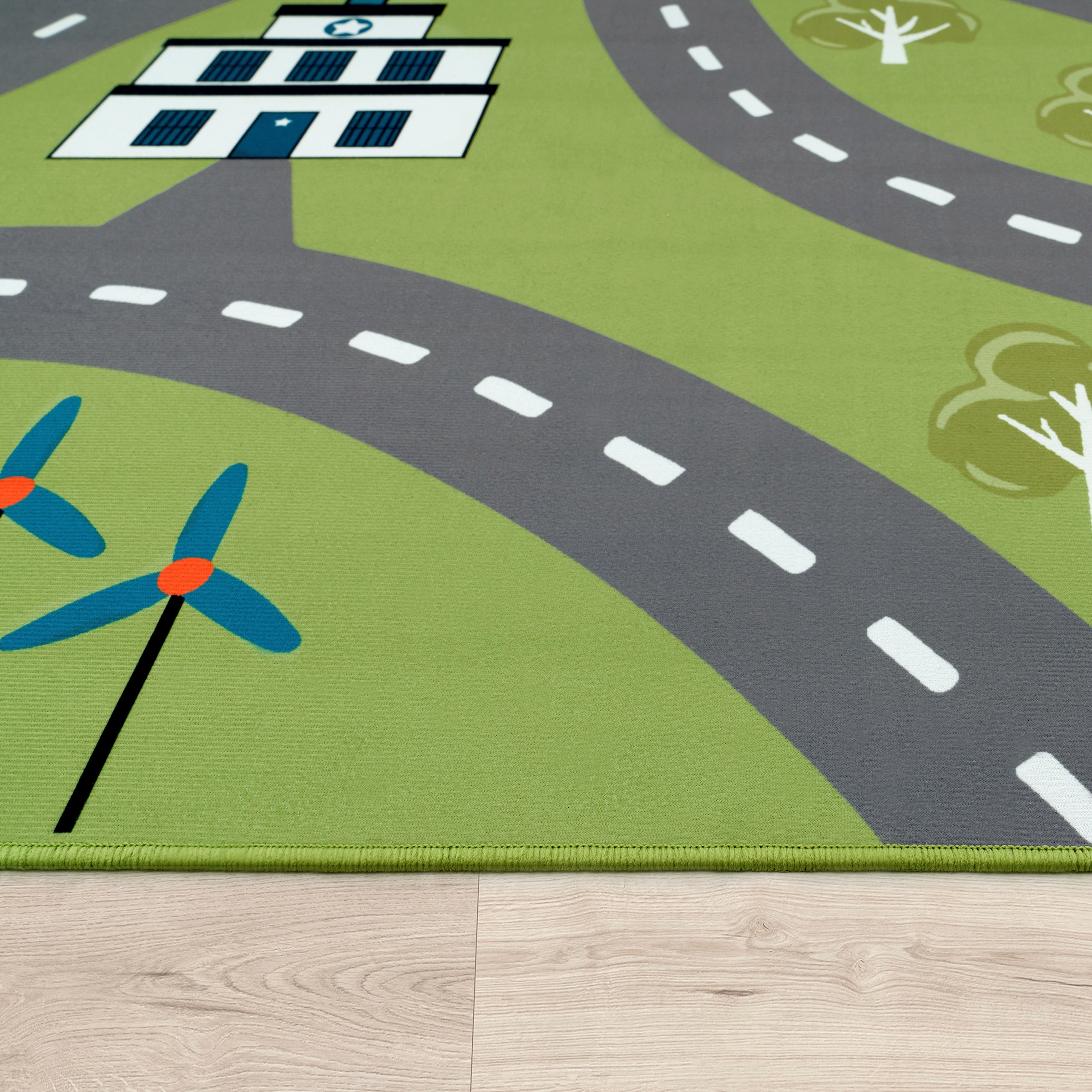 Paco Home Kinderteppich »Bino 562«, rechteckig, 4 mm Höhe, Kurzflor, Strassen-Spiel-Teppich, Motiv Flughafen, Kinderzimmer