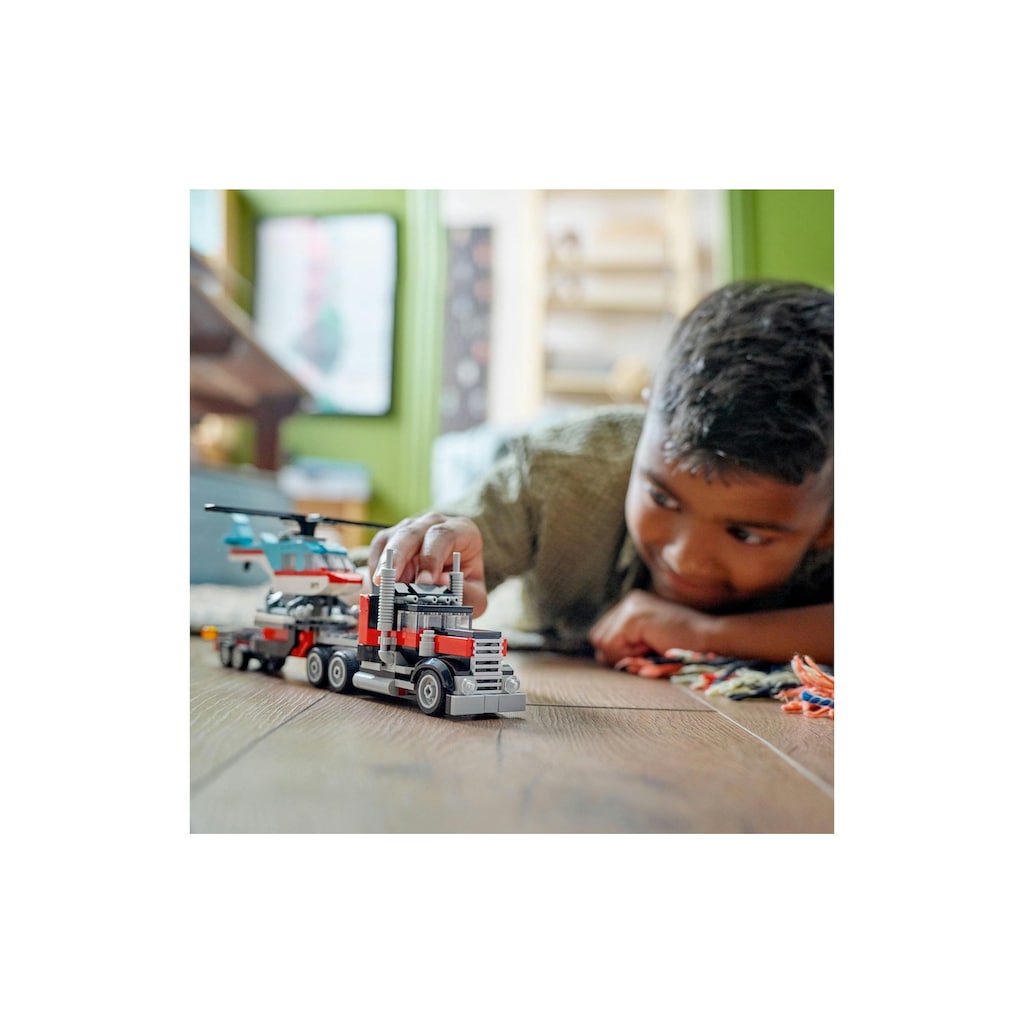 LEGO® Spielbausteine »Tieflader mit Hubschrauber 31146«, (270 St.)