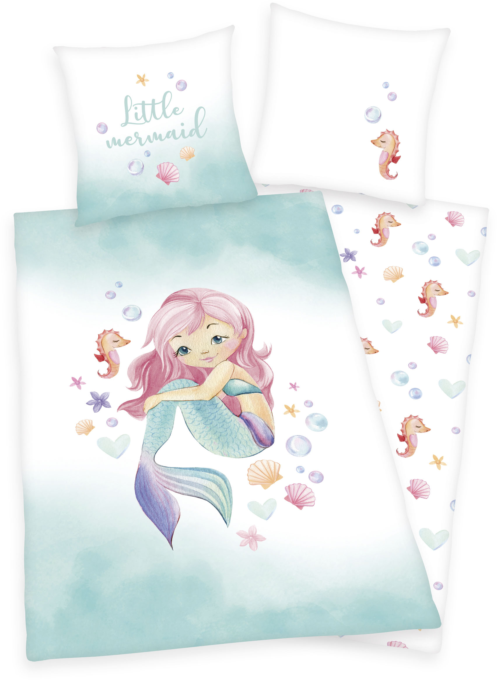 Wendebettwäsche »Little Mermaid«, (2 tlg.), mit liebevollem Motiv