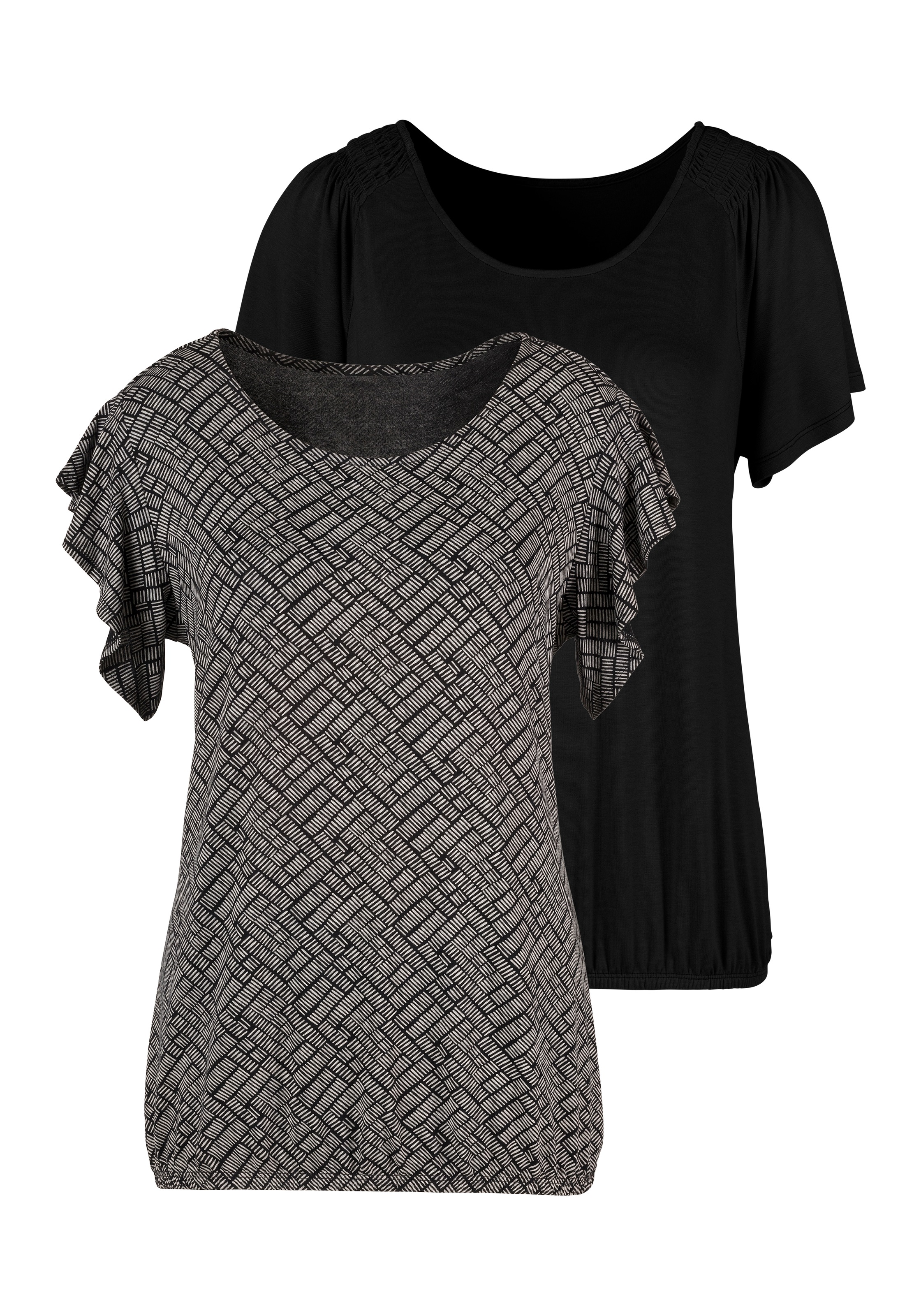 Vivance T-Shirt, (2er-Pack), mit kurzen Volantärmelchen kaufen