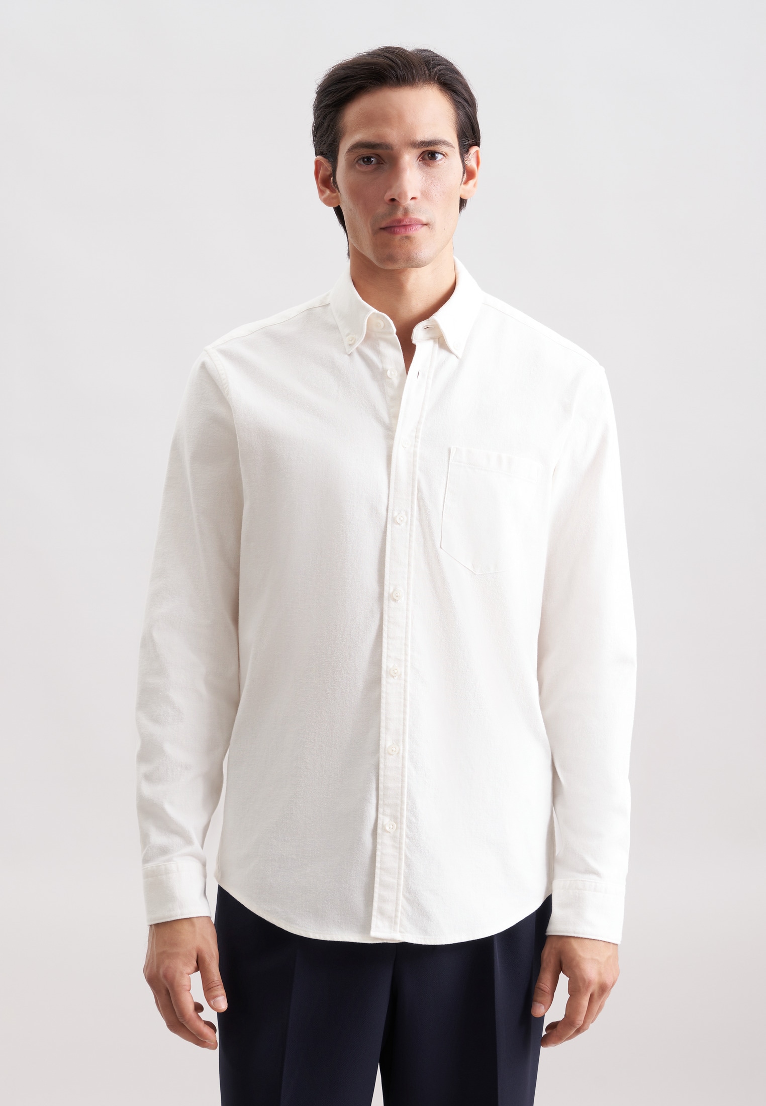 seidensticker Flanellhemd Regular 1/1 Button-Down-Kragen Uni