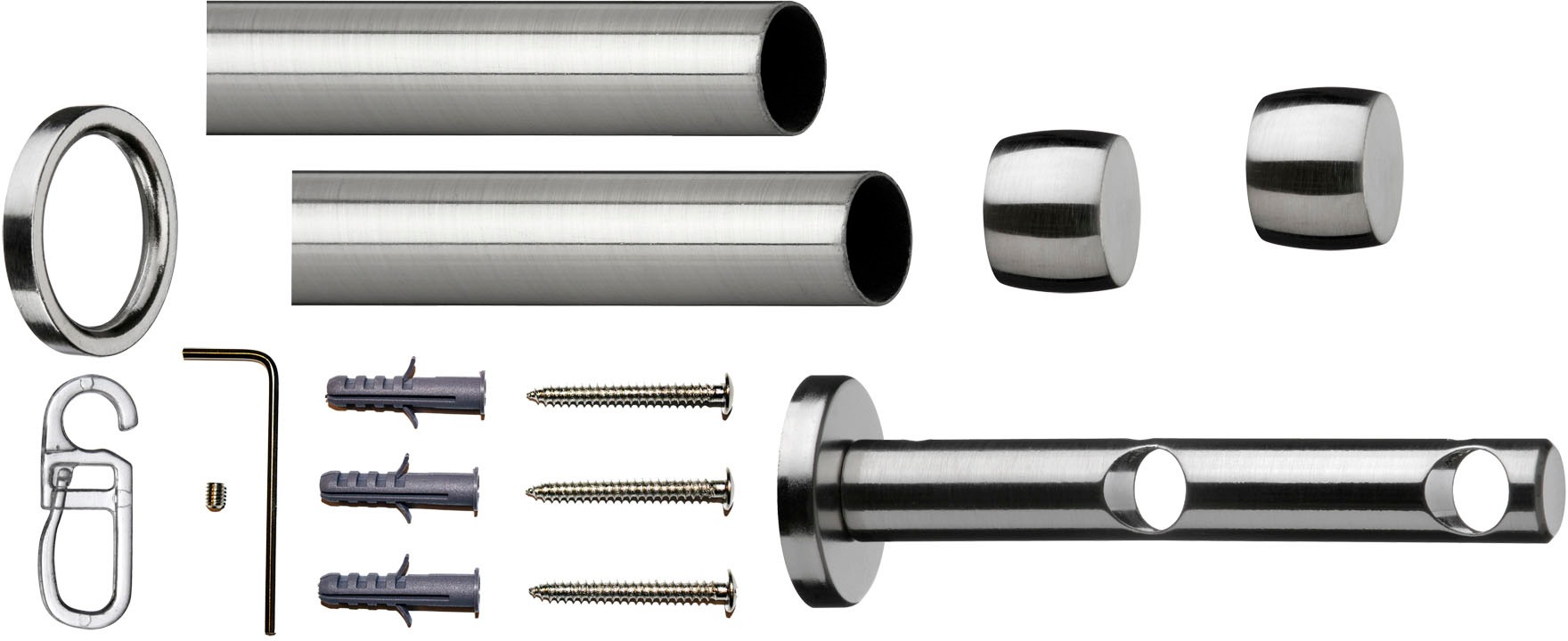 indeko Gardinenstange »Andrax«, 2 läufig-läufig, Fixmass, Komplett-Set inkl. Ringen und Montagematerial