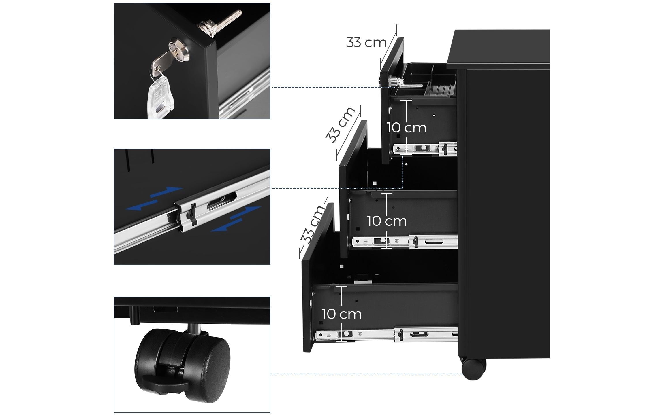 SONGMICS Rollcontainer »Schwarz«