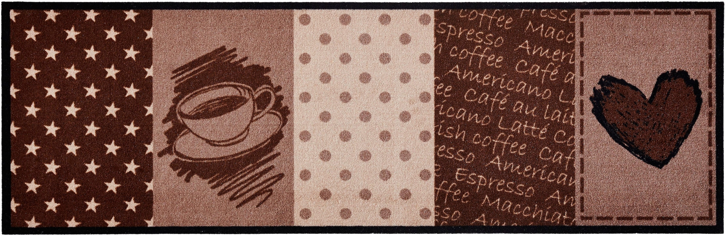 HANSE Home Küchenläufer »Coffee Heart«, rechteckig, 5 mm Höhe, Kurzflor, rutschhemmend, Patchwork, Robust, Küche, Waschbar, Kaffee