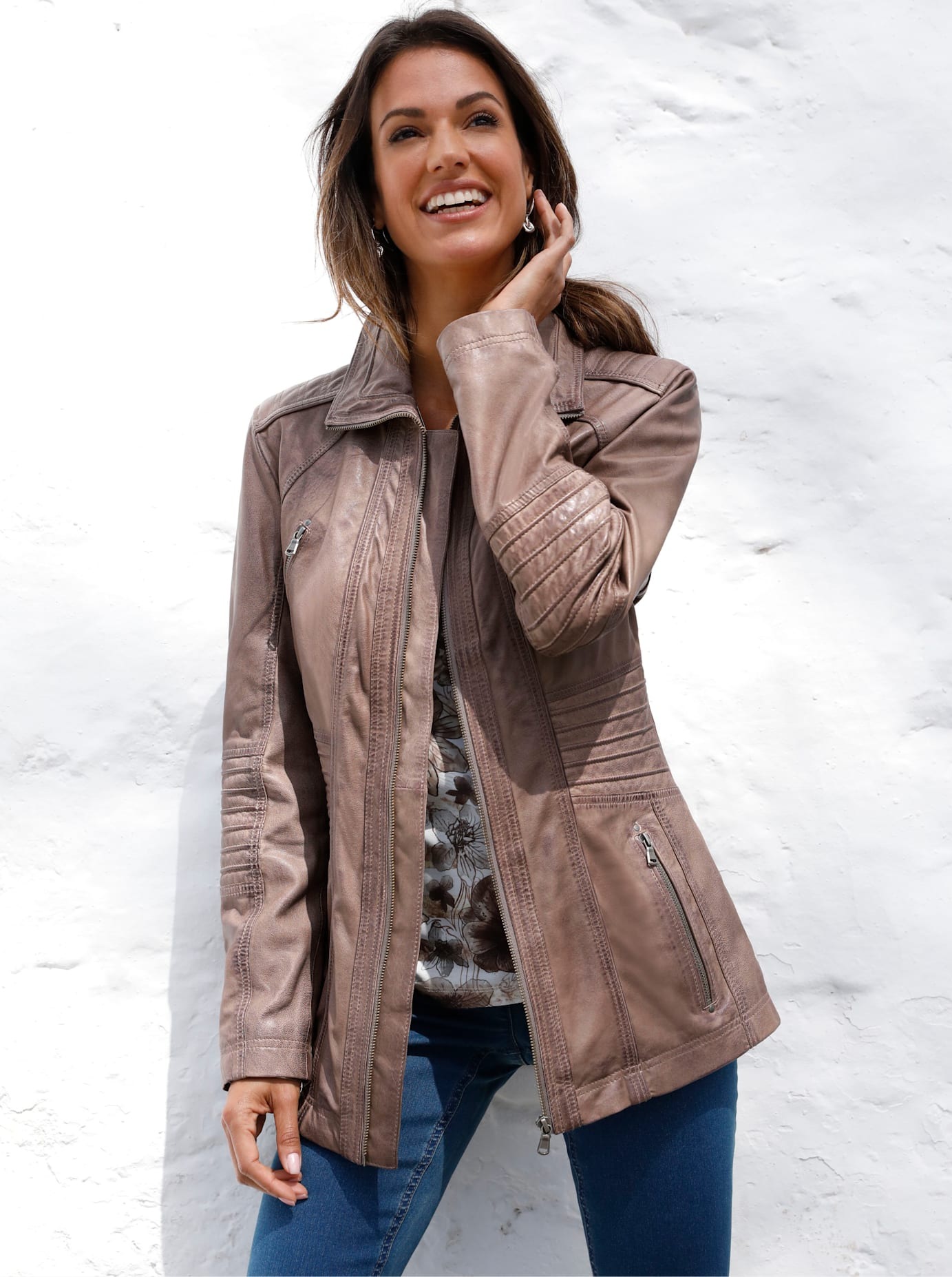Inspirationen Lederjacke ohne Kapuze