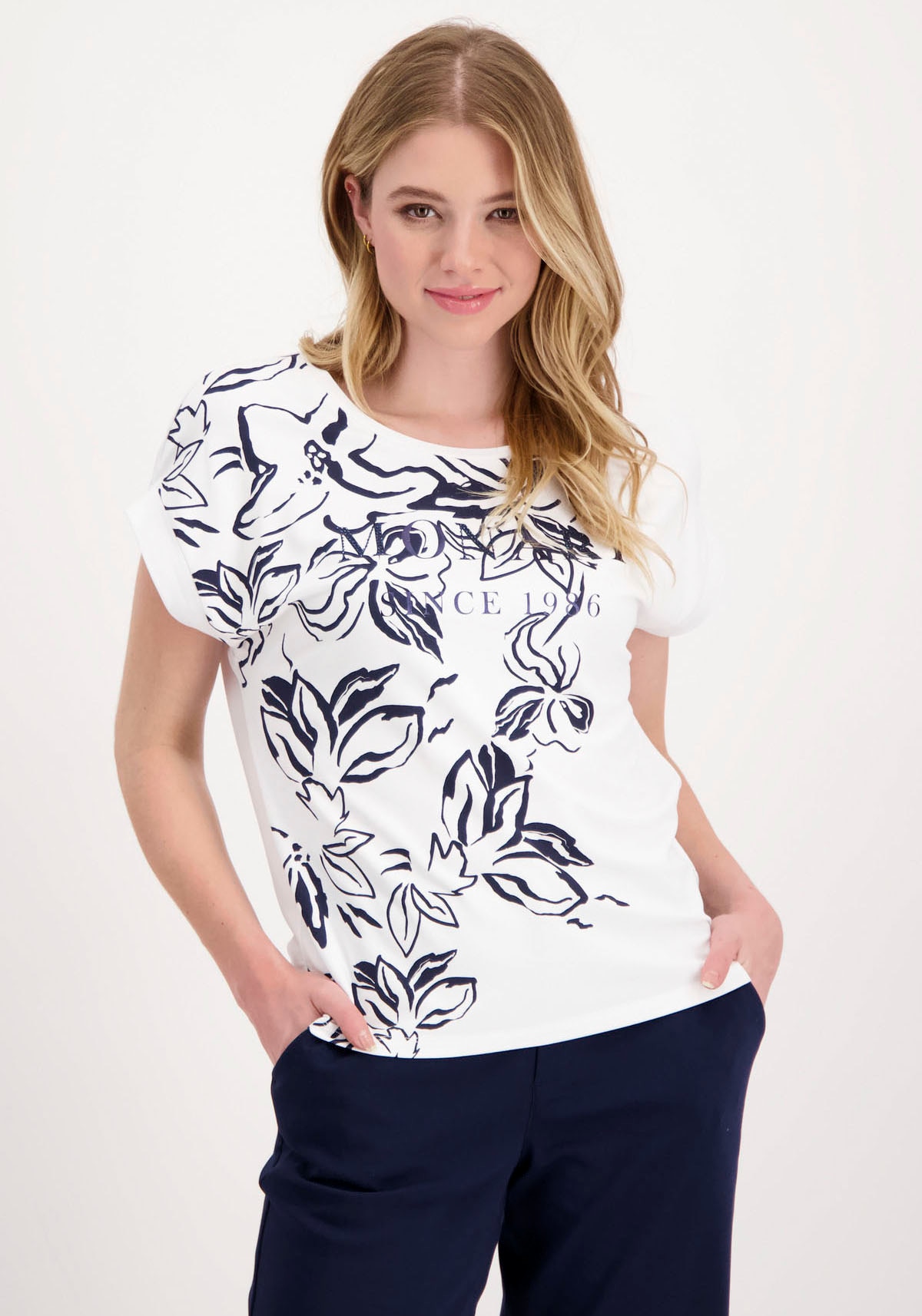 Blumenprint | kaufen Monari online Jelmoli-Versand Rundhalsshirt, mit