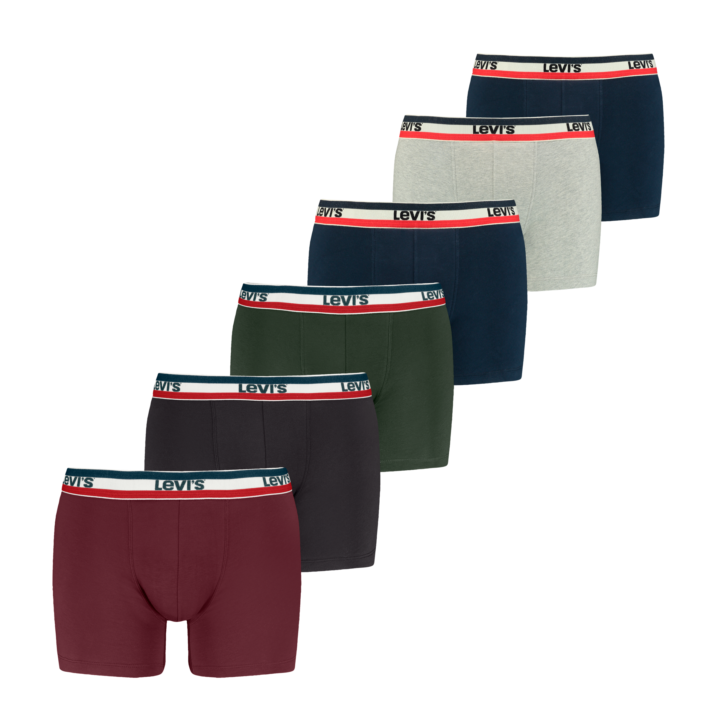 Levi's® Boxershorts »LEVIS MEN SPRTSWR LOGO BOXER BRIEF ORG CO 6P ECOM« Packung, 6er Pack, mit breitem Logobund