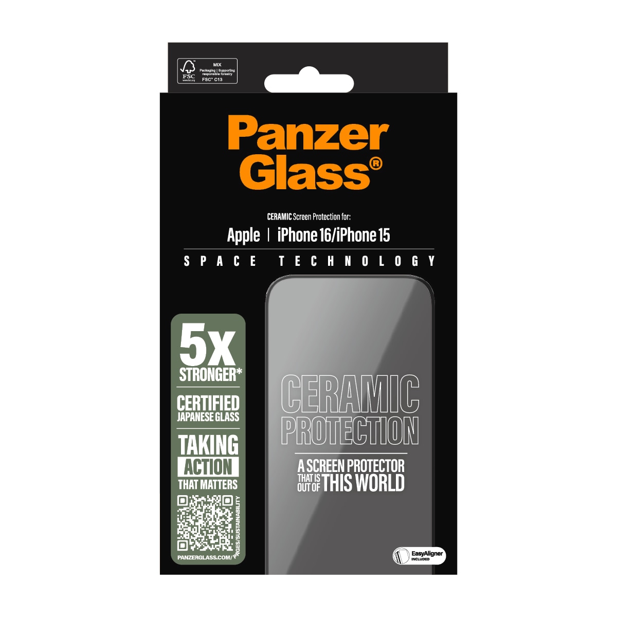 PanzerGlass Displayschutzglas »Ceramic Screen Protection«, für Apple iPhone 16-Apple iPhone 15, Displayschutzfolie, Schutzfolie, Bildschirmschutz, kratz- & stossfest
