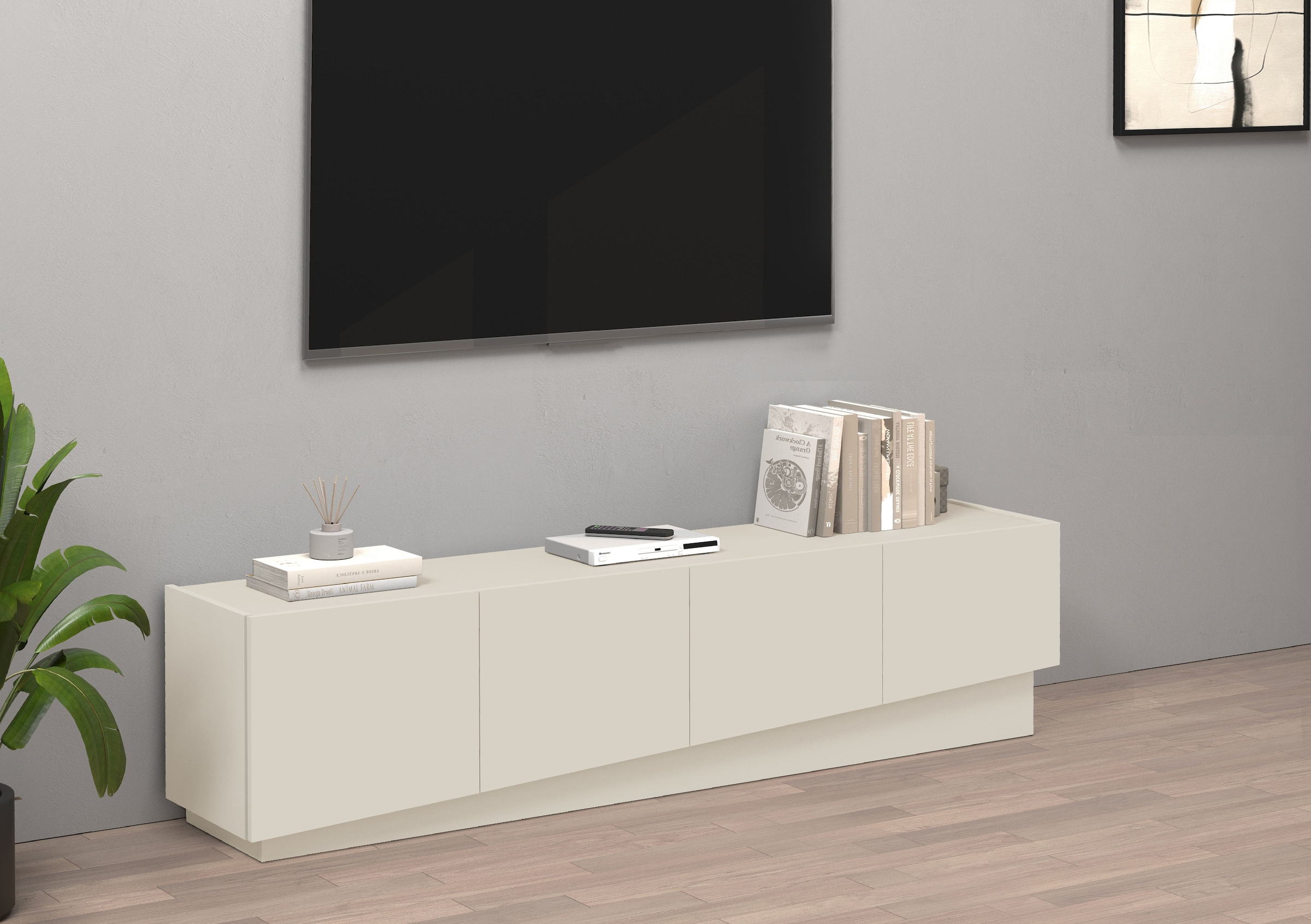 INOSIGN Lowboard »VELA, Lowboard, Breite 180 cm, Design mit schrägen Türen«, (1 St.), Made in Italy, Masse-B/T/H: 180x35x45, Lowboard, TV-Board, TV-Kommode