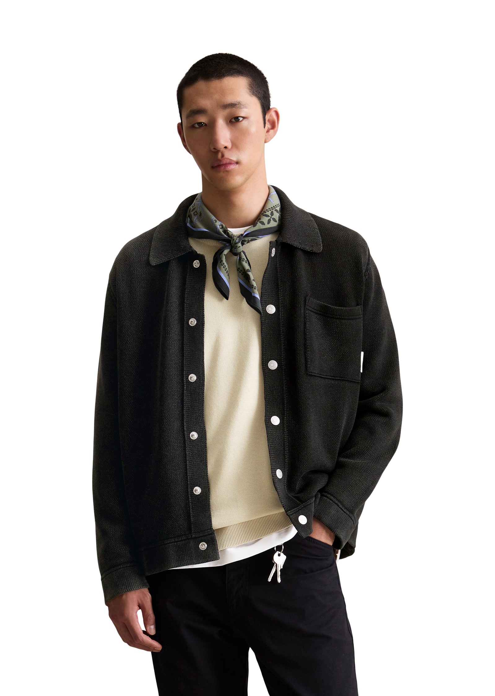 Marc O'Polo DENIM Strickjacke Polokragen, relaxed fit, Druckknöpfe
