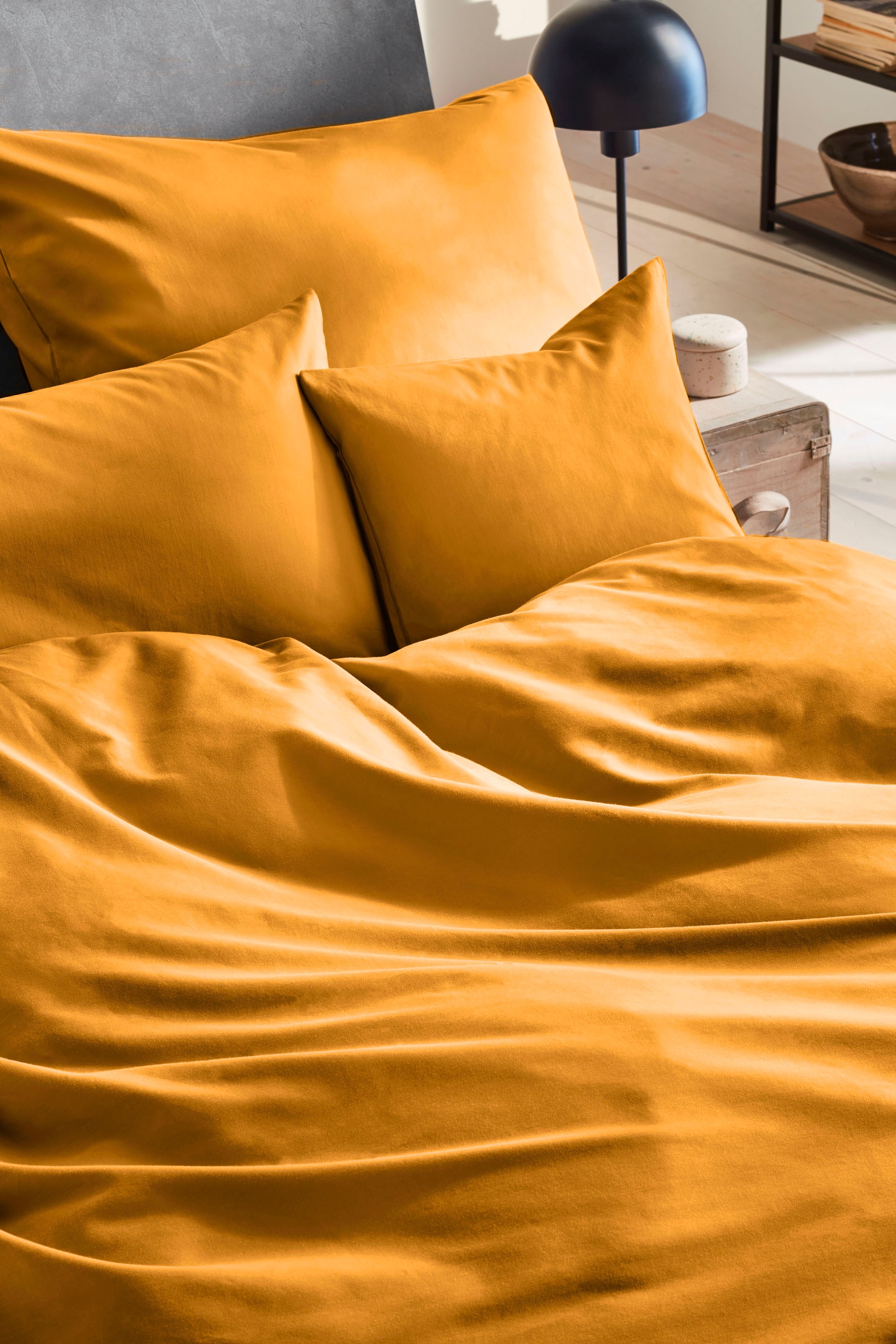Primera Bettwäsche »Uni Luxus-Satin in Gr. 135x200, 155x220 oder 200x200 cm«, Bettwäsche aus Baumwolle, unifarbene Bettwäsche mit Reissverschluss
