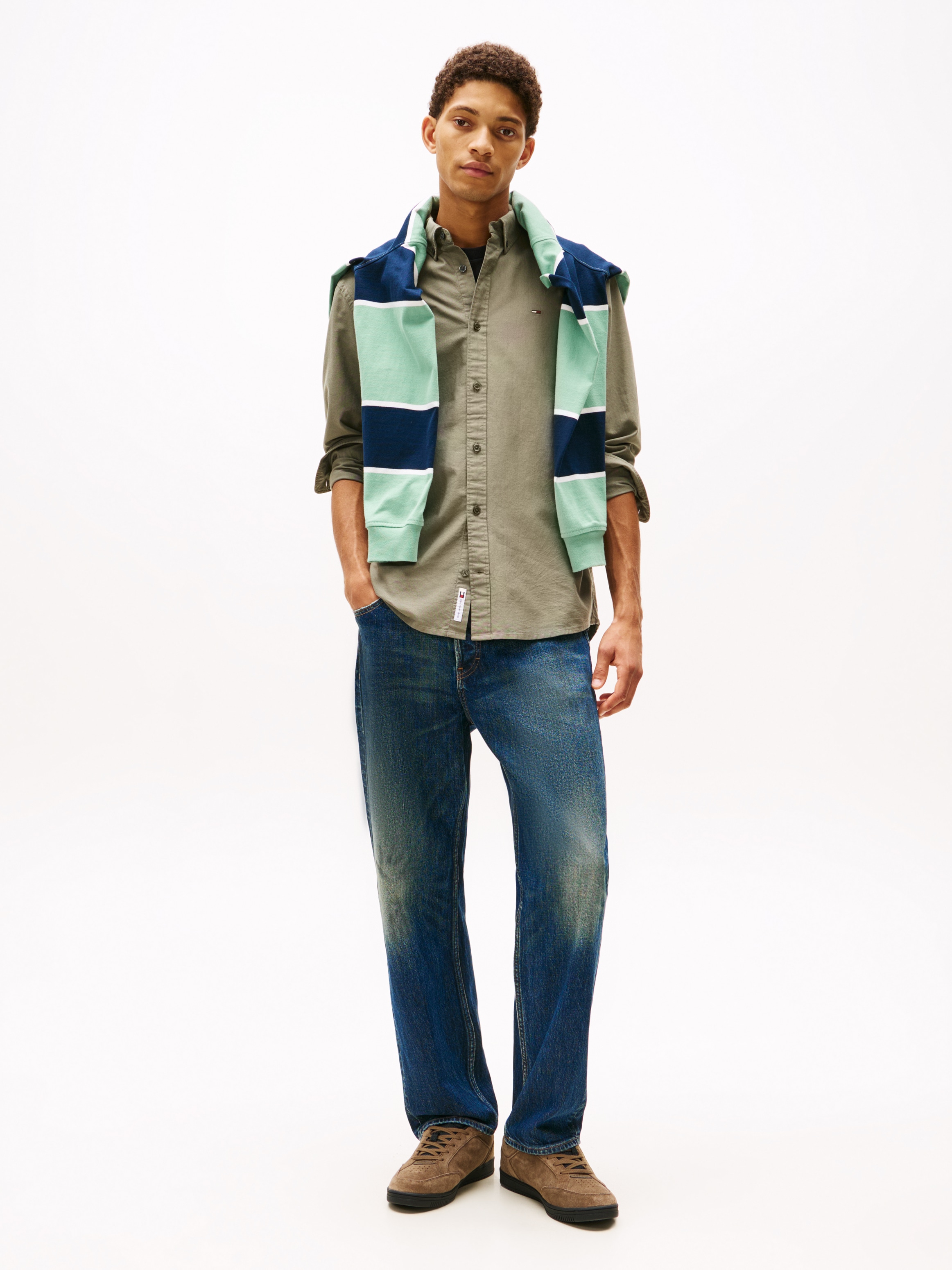 Tommy Jeans Langarmhemd »TJM REG OXFORD SHIRT EXT«, Mit Rundhalsausschnitt