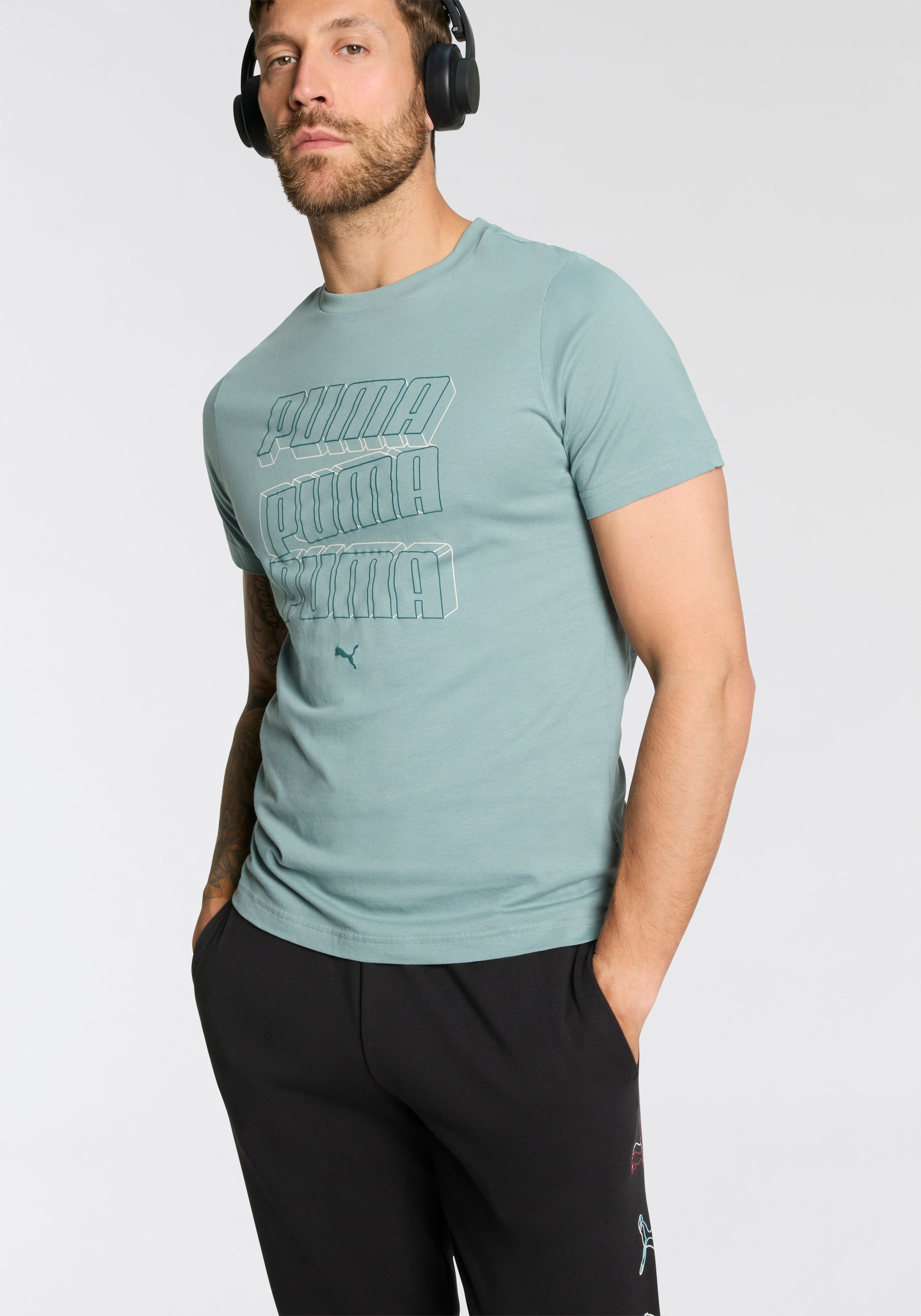 PUMA T-Shirt »ESS LOGO LAB HOG TEE« Regular Fit, sportlicher Stil, Rundhalsausschnitt, Kurzarm-Design