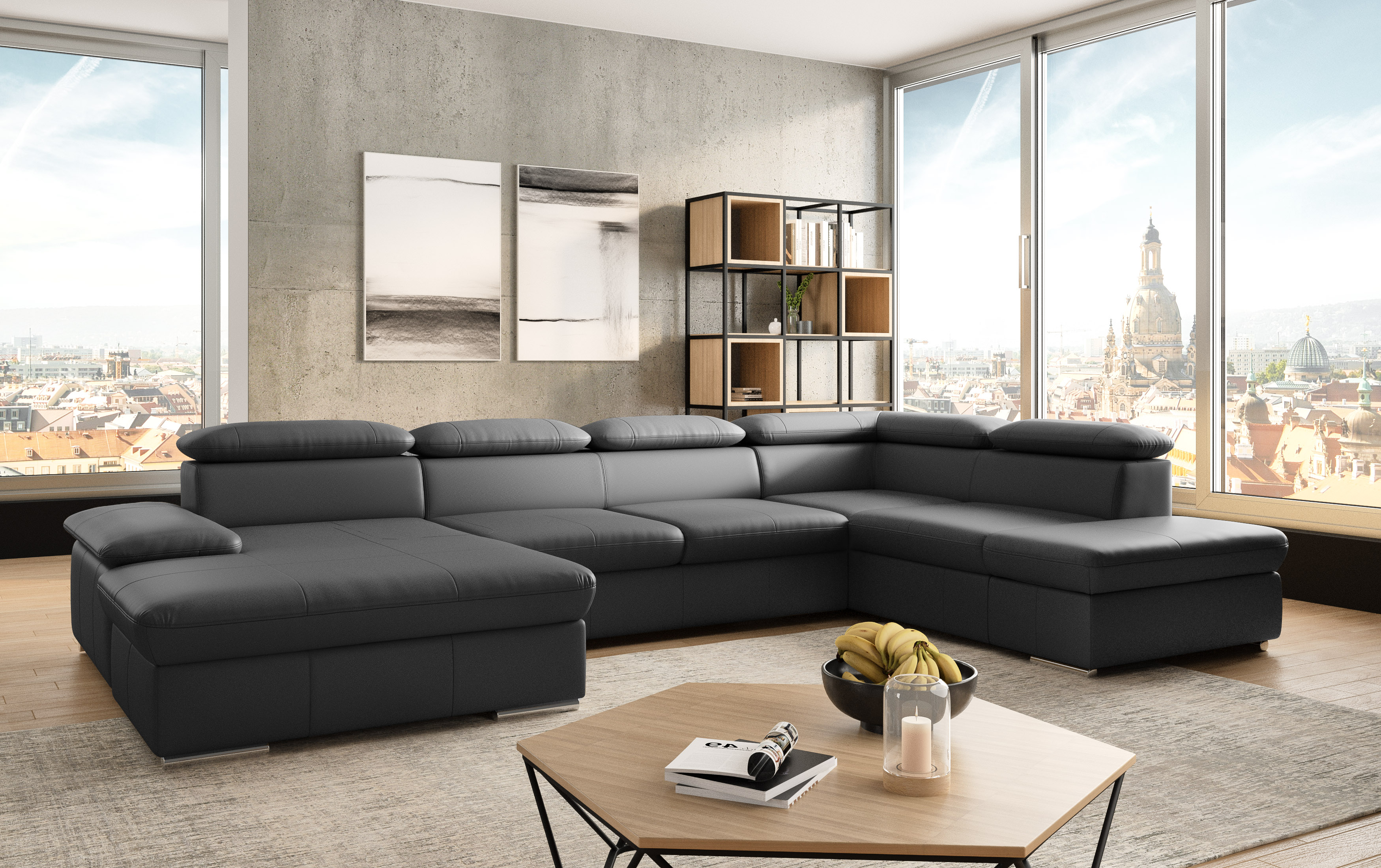 sit&more Wohnlandschaft "Valantine U-Form, B: 349 cm" mit Arm- & Kopfteilverstellung, optional mit Bettfunktion