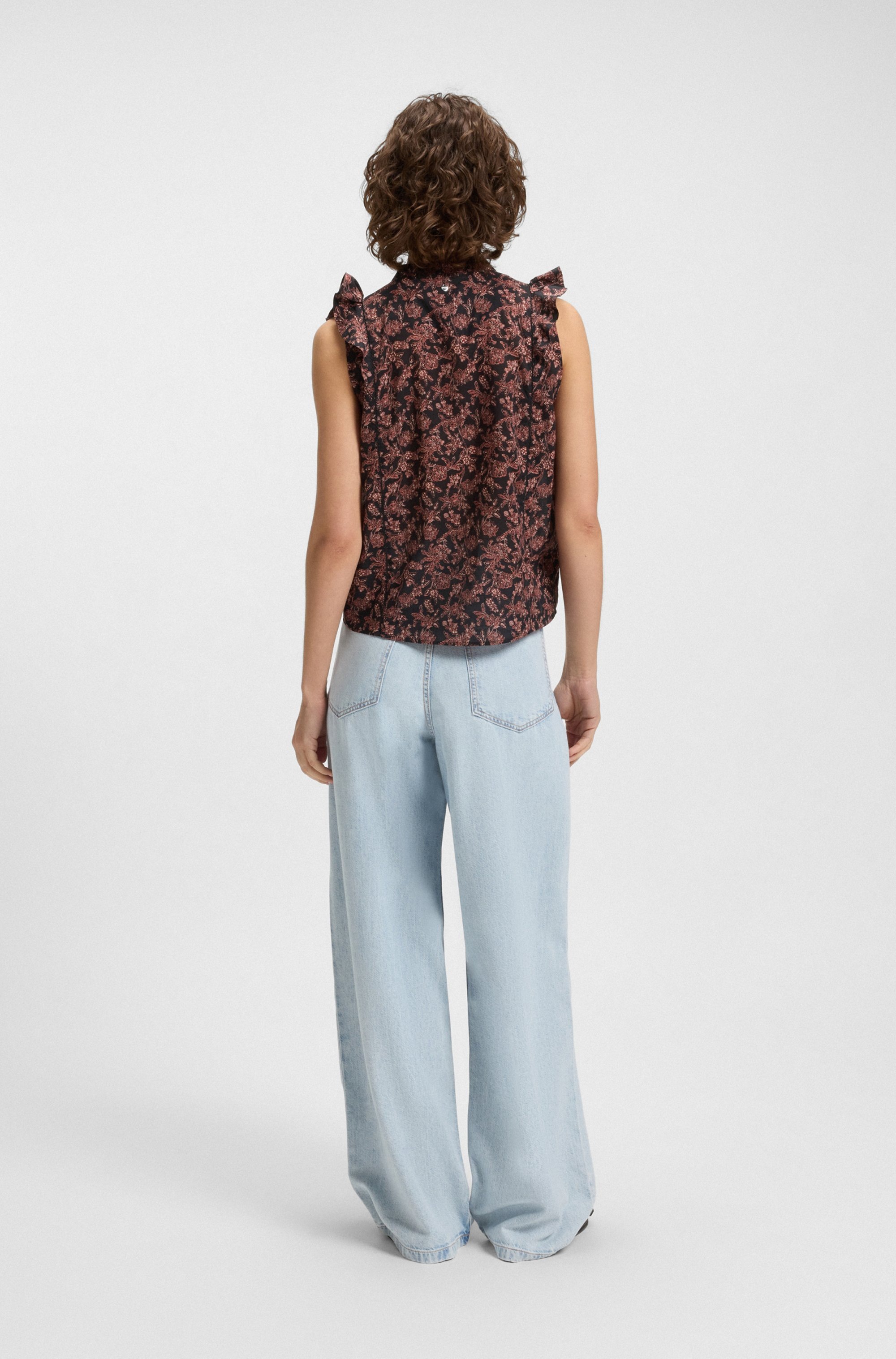 BOSS ORANGE Klassische Bluse »C_Bantiana«, mit Ajour Details, Stehkragen