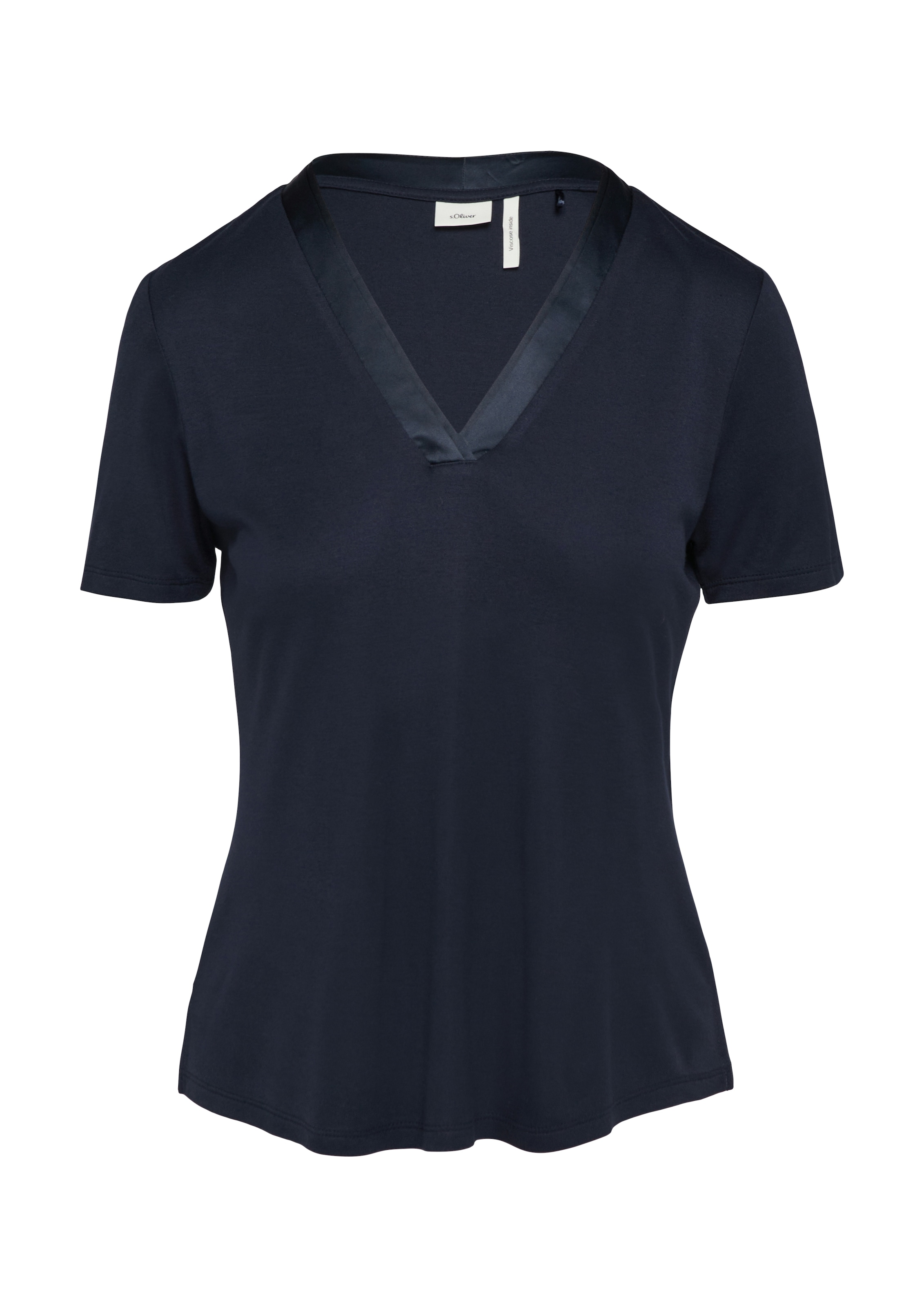 s.Oliver BLACK LABEL T-Shirt, mit satiniertem V-Ausschnitt