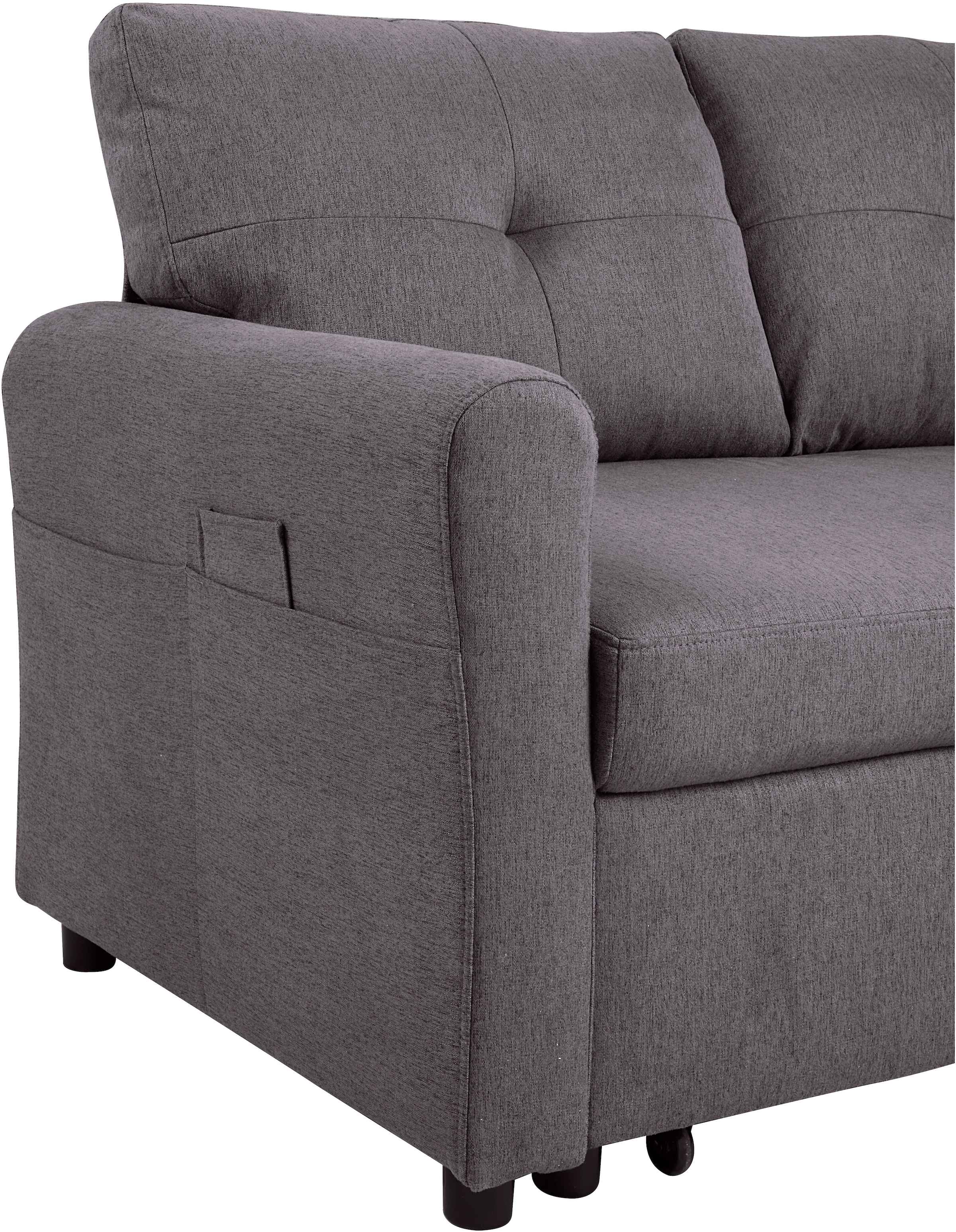 ATLANTIC home collection Schlafsofa »Gustavo L-Form«, mit Schlaffunktion, Stauraum & seitlichen Taschen