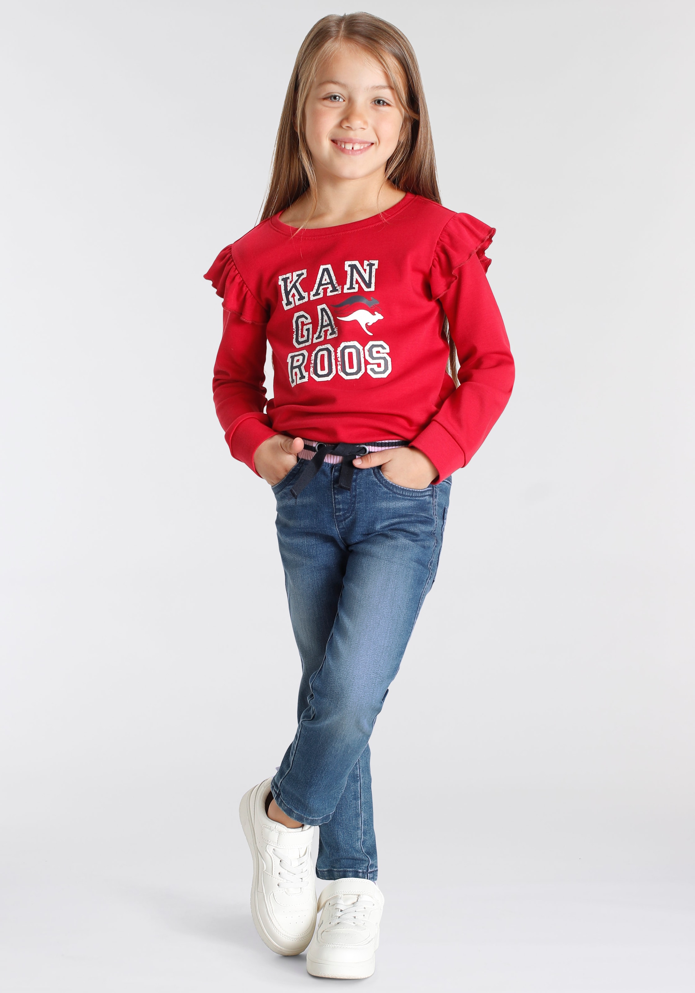 ✵ KangaROOS Sweatshirt »Kleine Mädchen«, Jelmoli-Versand bestellen den Glitter und Rüschen | mit Ärmeln an günstig