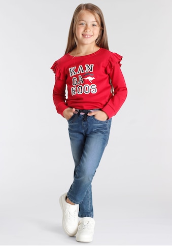 Sweatshirt »Kleine Mädchen«, mit Glitter und Rüschen an den Ärmeln