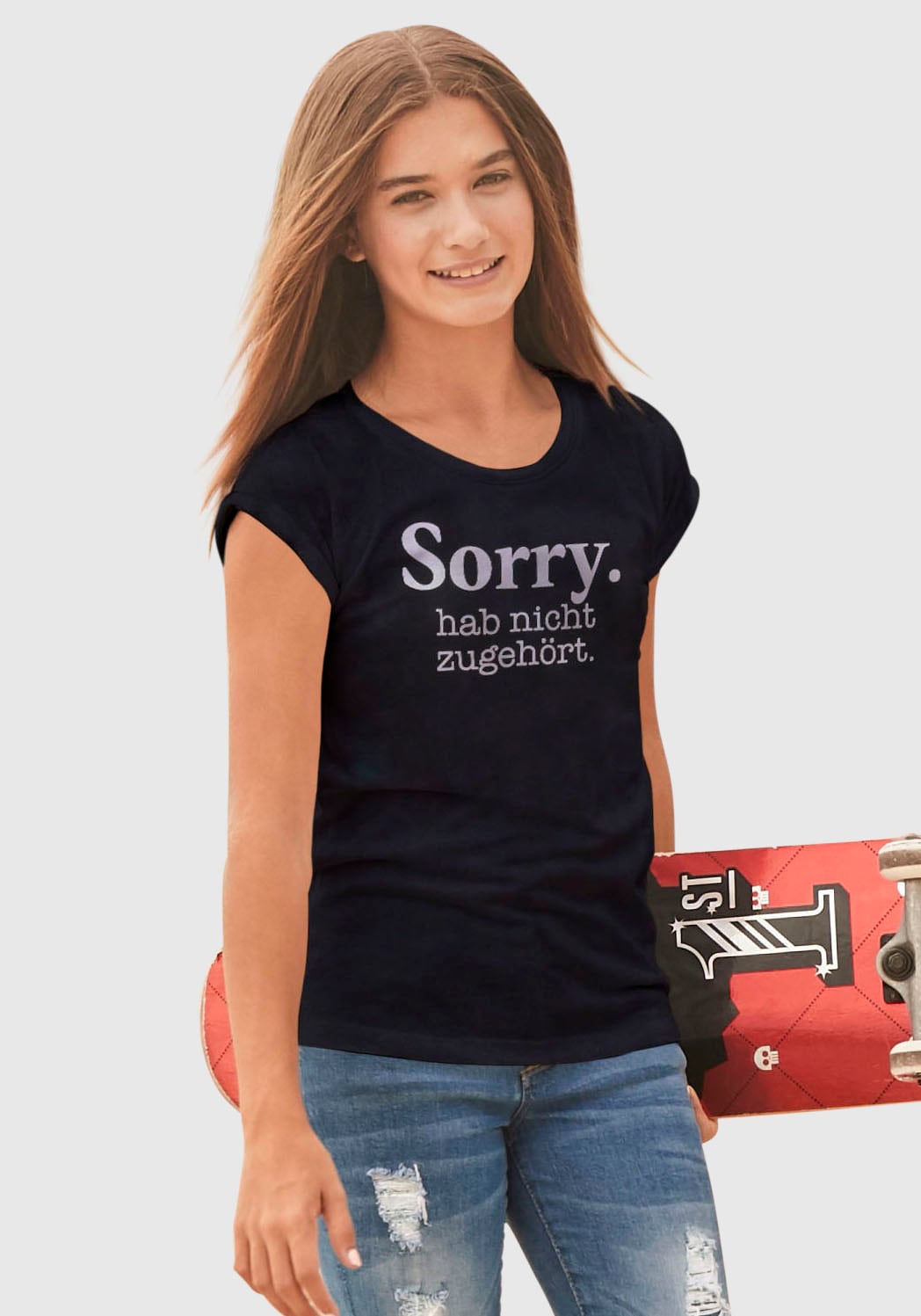 »Sorry. T-Shirt | KIDSWORLD ✵ in legerer entdecken nicht weiter Jelmoli-Versand zugehört.«, günstig hab Form