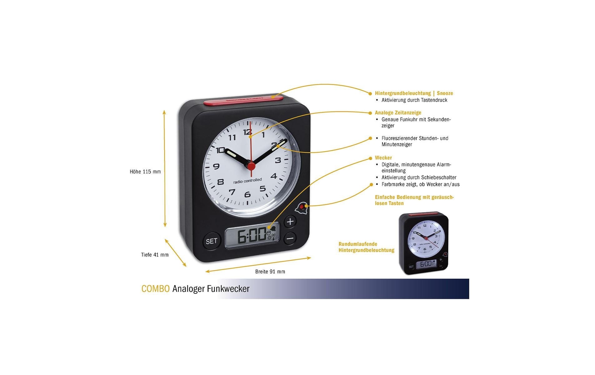 TFA Dostmann Funkwecker »Combo«