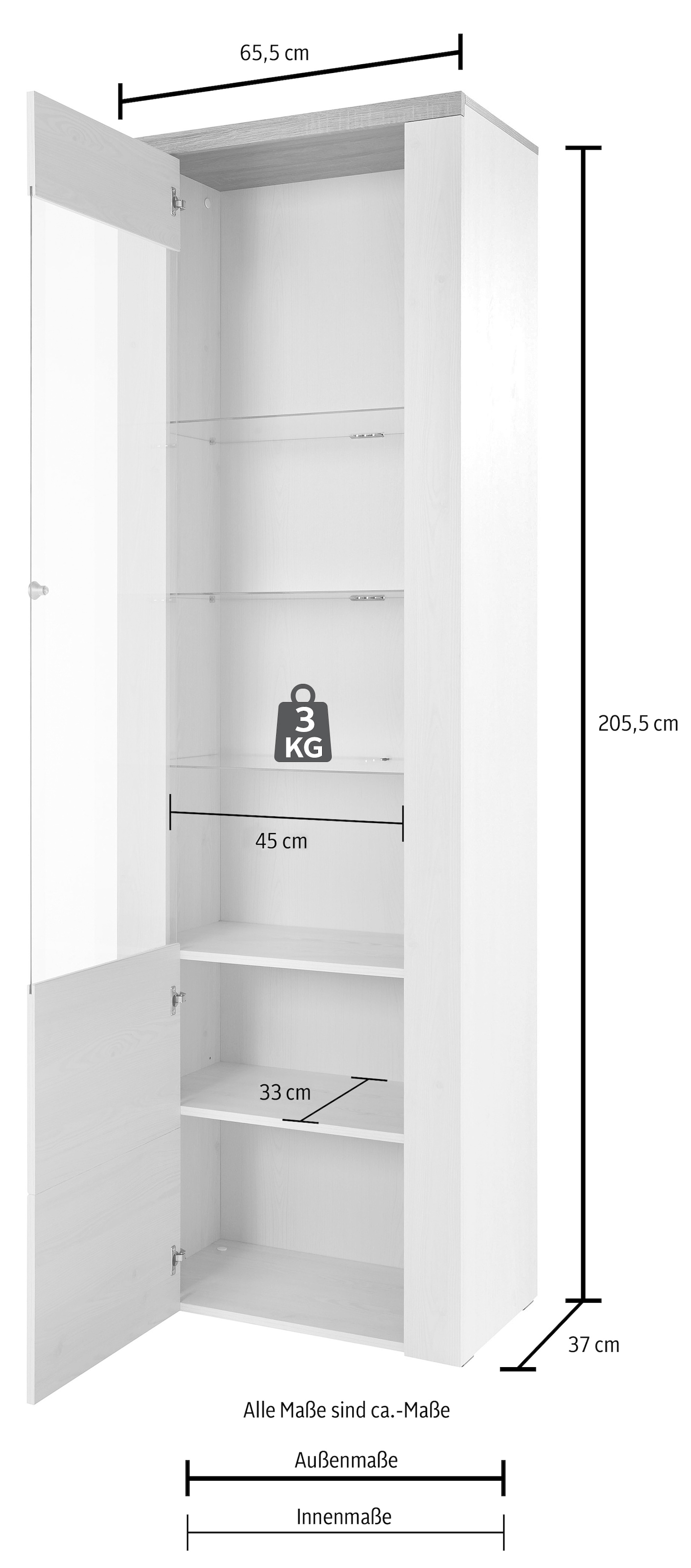 Helvetia Vitrine »Larona«, Höhe 205,6 cm