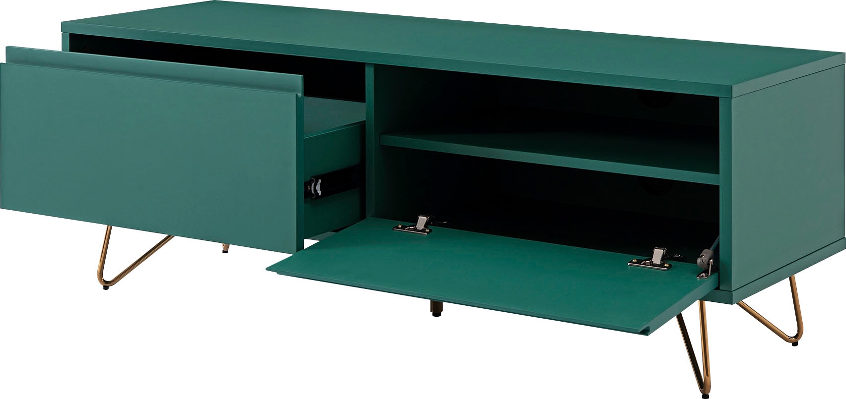 SalesFever Lowboard »Bolton - Lowboard in schlichter Eleganz«, Kommode, Haarnadelbeine aus Metall mit Messinglegierung