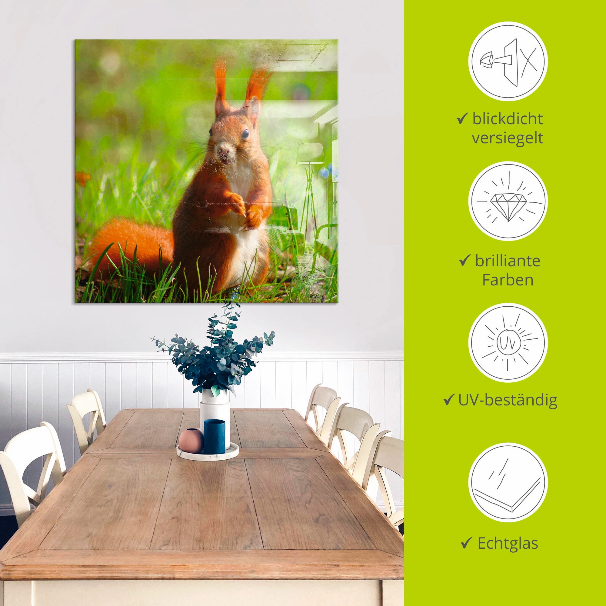 Artland Glasbild »Eichhörnchen Kontakt«, Wildtiere, (1 St.), in verschiedenen Grössen