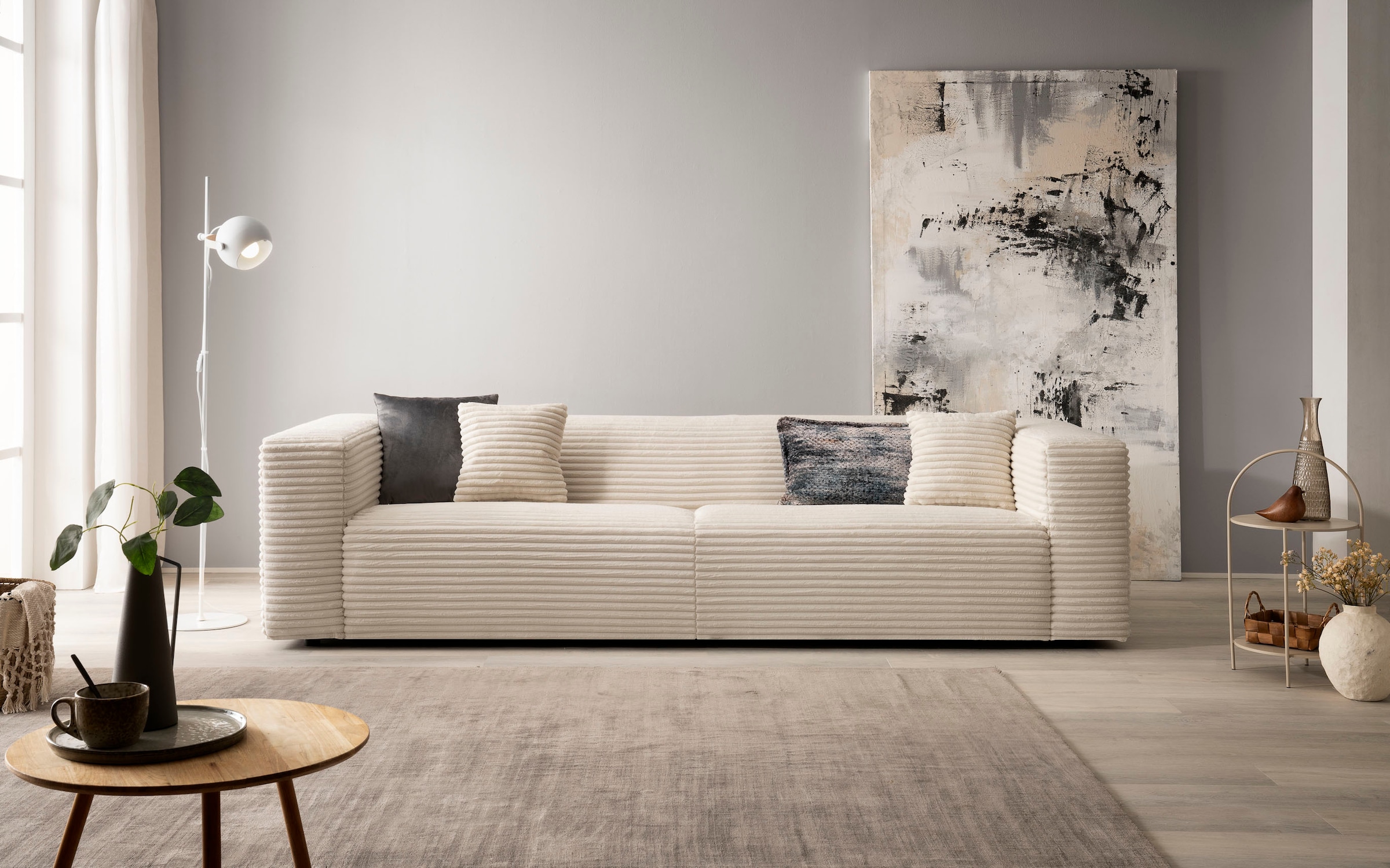andas 3-Sitzer »BAKELS, Couch in Cord oder Boucle-Stoff, Sofa im modernen Design«, bequemer Sitzkomfort,in 2 Stoffen und 8 Farben lieferbar