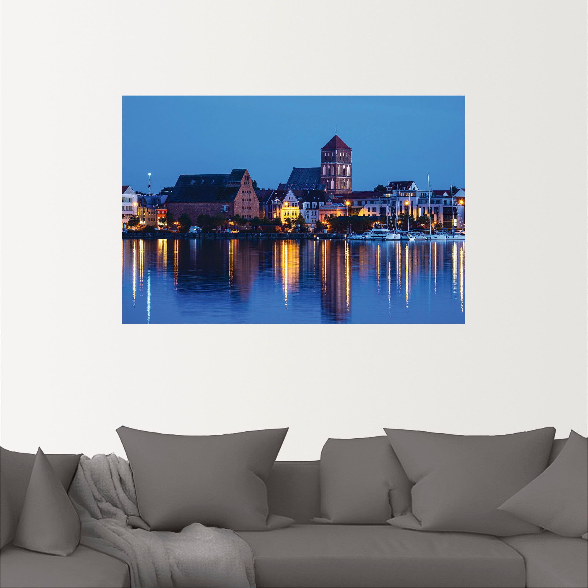 Artland Wandbild »Blick über Warnow auf Rostock II«, Rostock, (1 St.), als Alubild, Leinwandbild, Wandaufkleber oder Poster in versch. Grössen