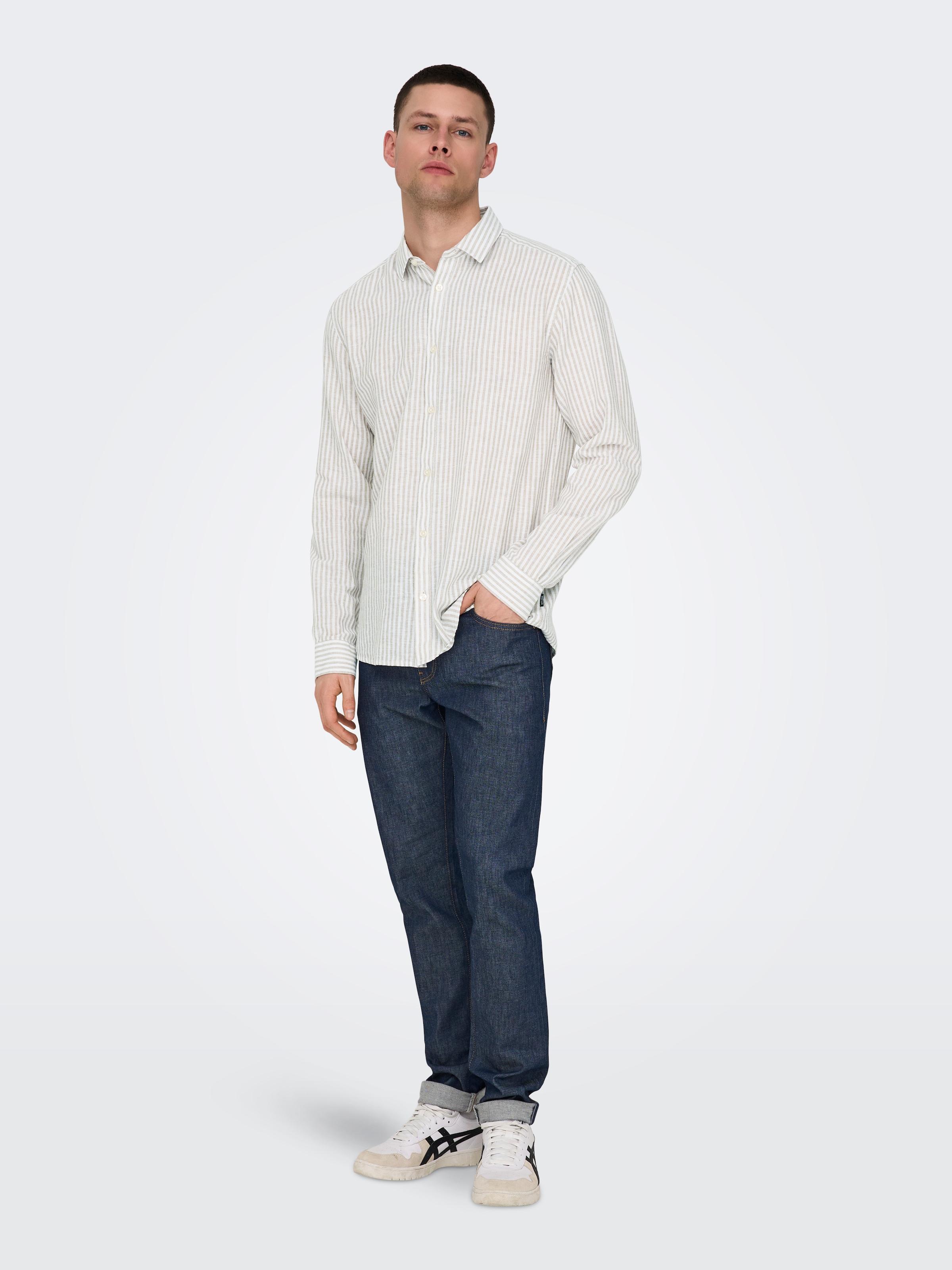 ONLY & SONS Kurzarmhemd »ONSCAIDEN LS STRIPE LINEN SHIRT 660 NOOS«
