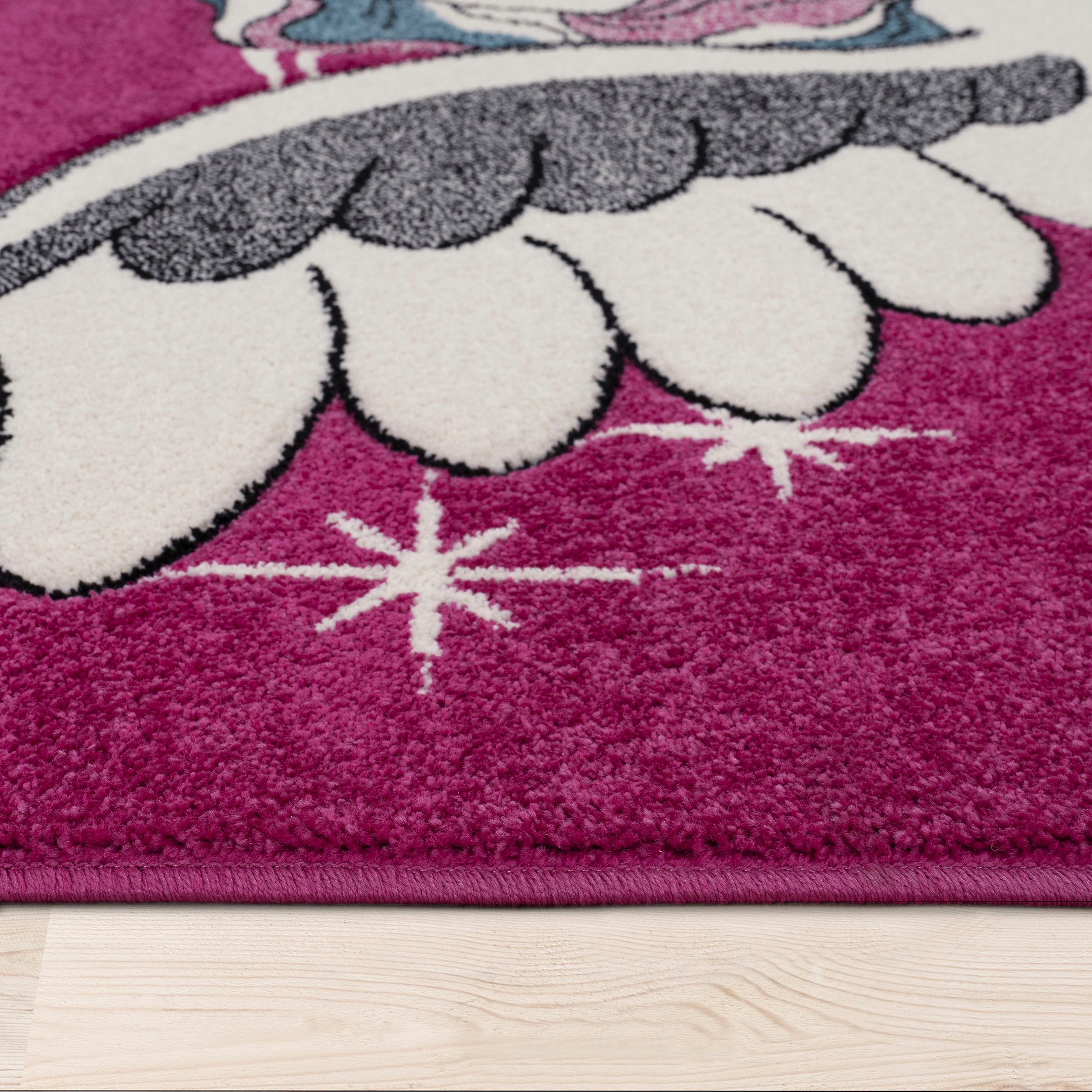 Paco Home Kinderteppich »Diamond 640«, rechteckig, 16 mm Höhe, 3D-Design, Motiv Einhorn & Sterne, Kinderzimmer