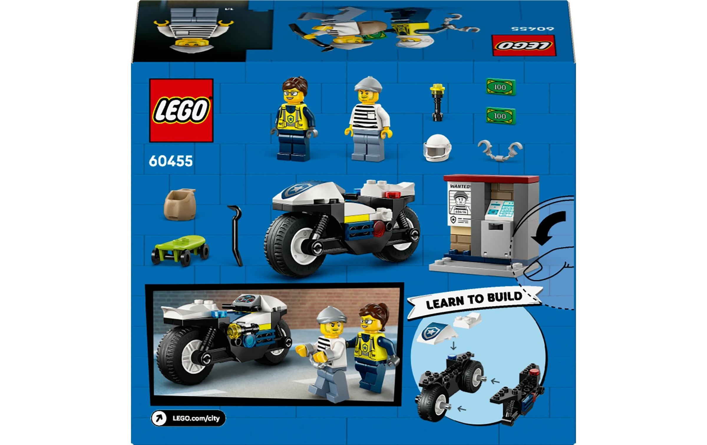 LEGO® Spielbausteine »City Verfolgungsjagd mit dem Polizeimotorrad 60455«, (65 St.)