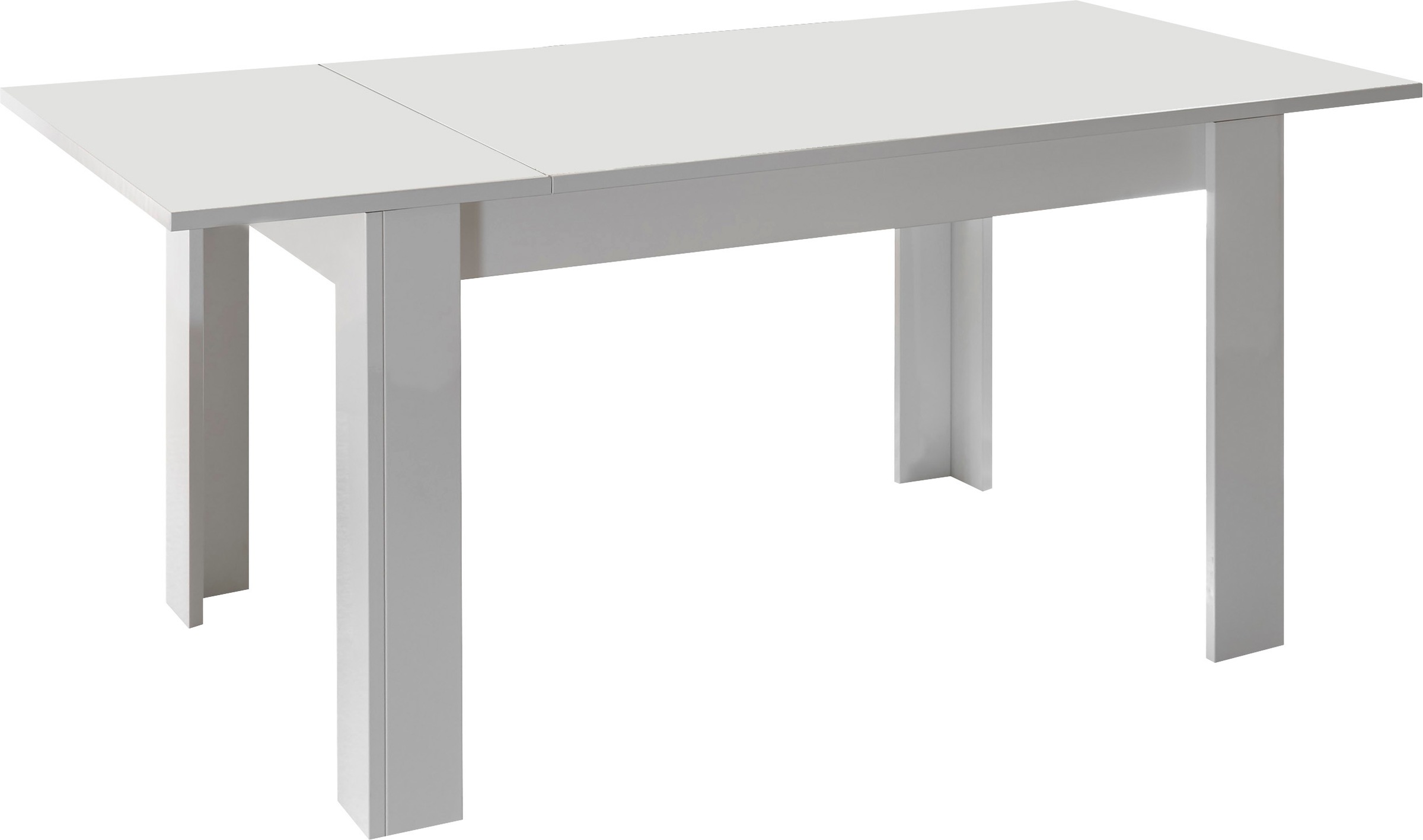 Home affaire Esstisch "Basic 137x90x79 cm (BxTxH), Esszimmertisch Weiss Hochglanz Lack," moderner rechteckiger Küchentisch, ausziehbar, erweiterbar auf 185 cm