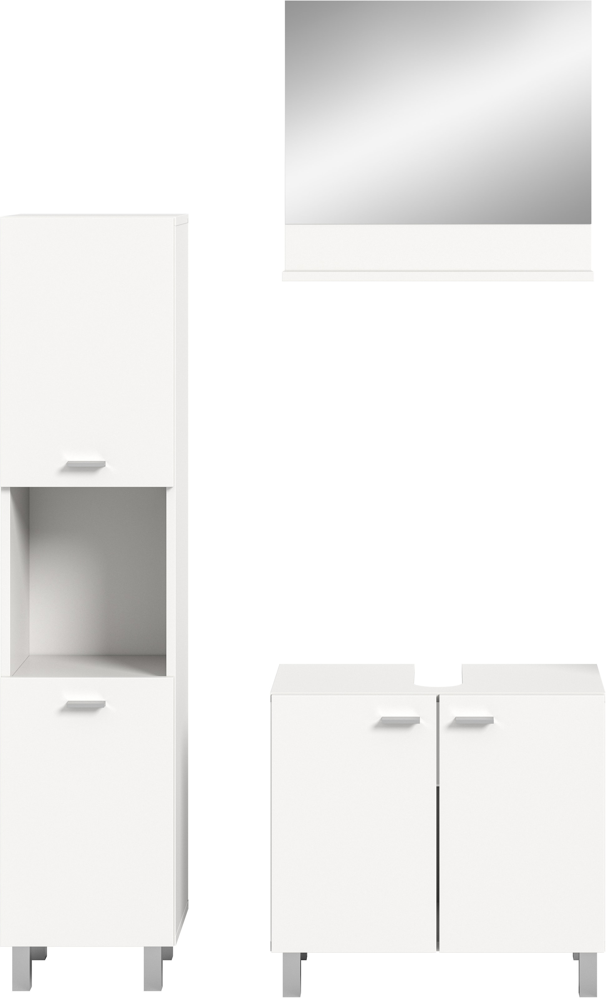 welltime Badmöbel-Set »Tampa, Breite 102cm, 3-teilig«, (3 St.), Waschbeckenunterschrank, Spiegel, Hochschrank