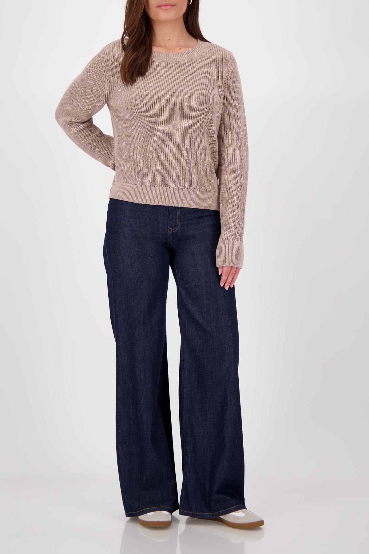 Monari Strickpullover »Pullover Basic Lurex«, Mit Rundhalsausschnitt
