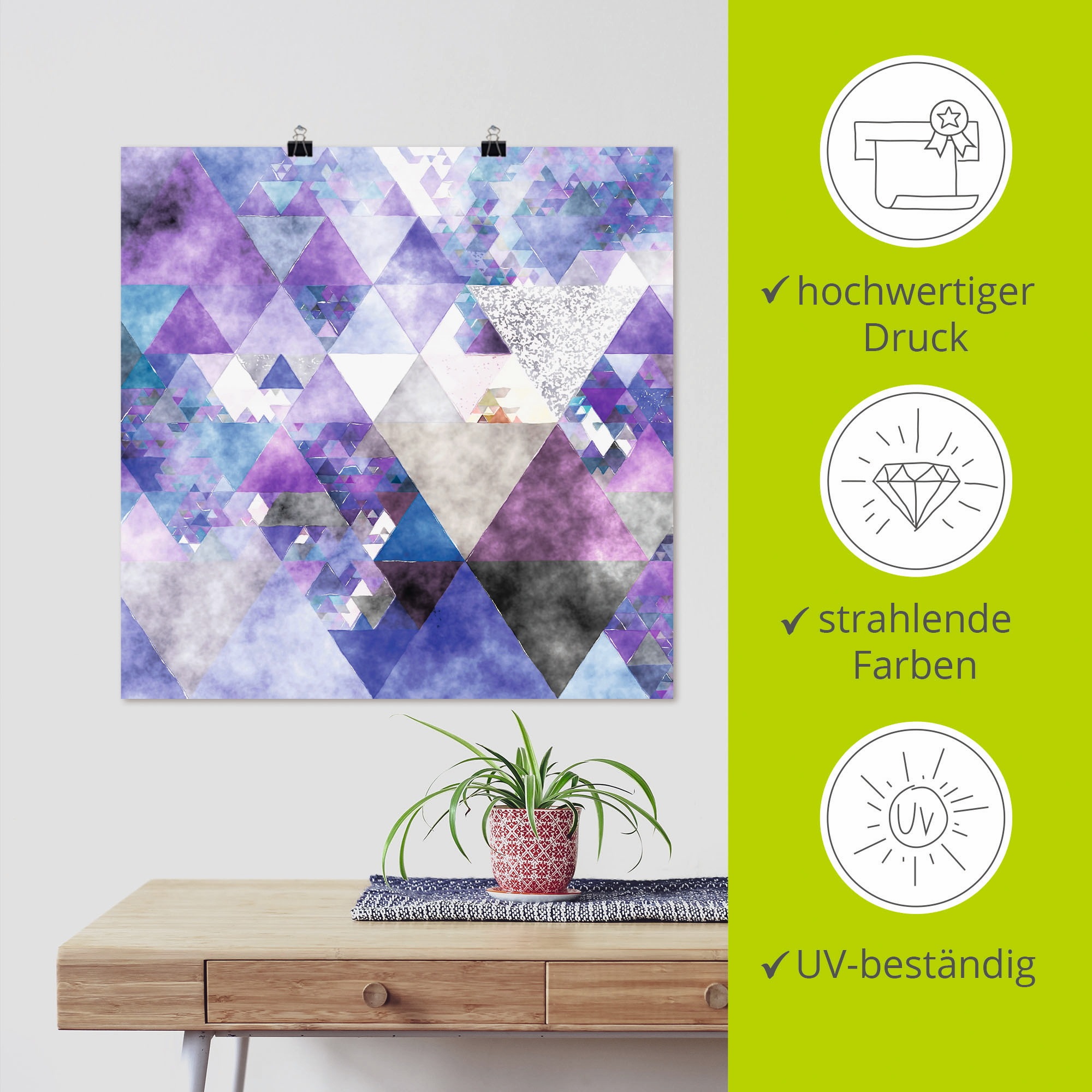 Artland Wandbild »Dreiecke«, Muster, (1 St.), als Leinwandbild, Poster in verschied. Grössen